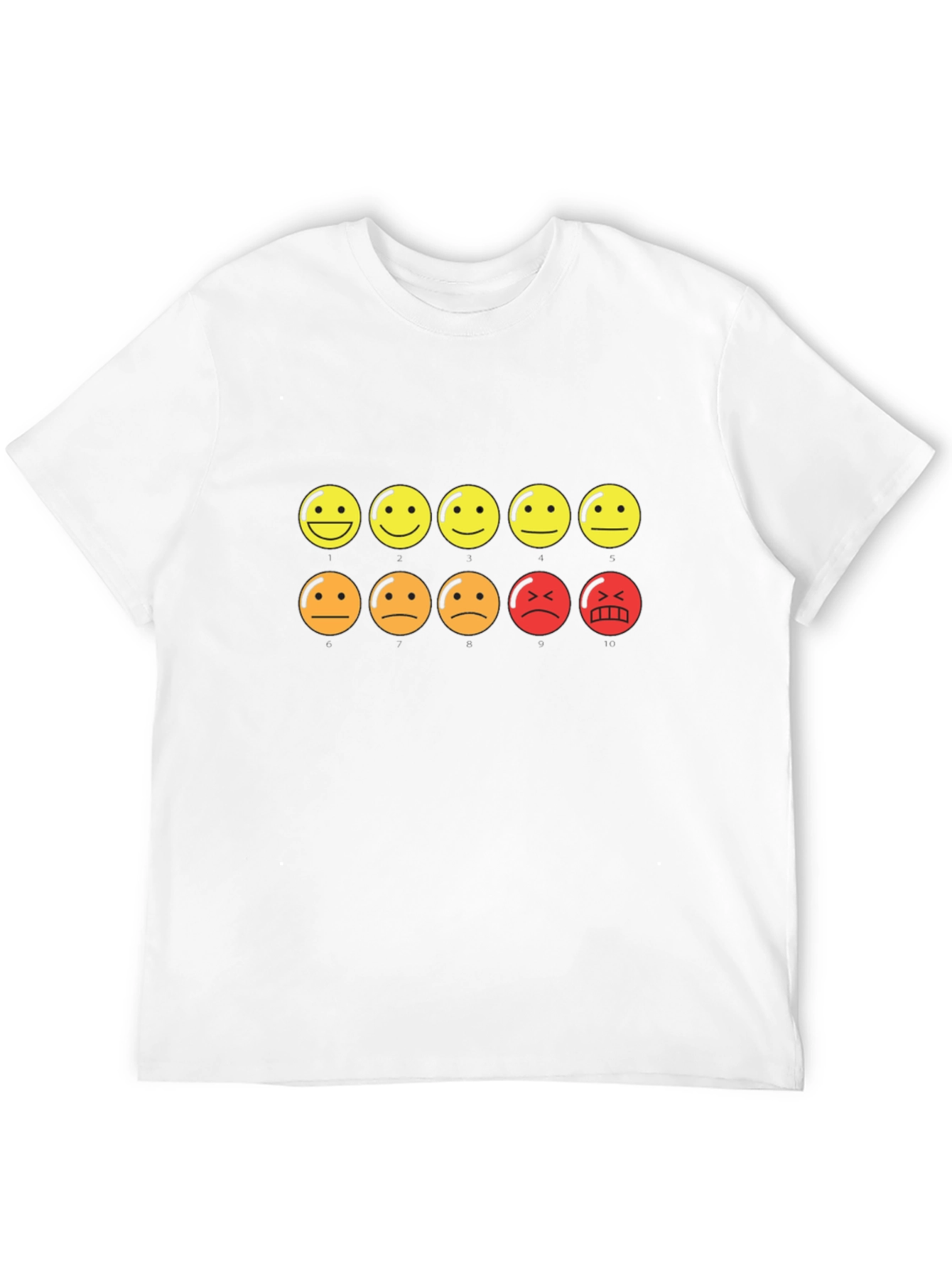 Mood Rating Smiley Face Graphic Tee - Black Cotton