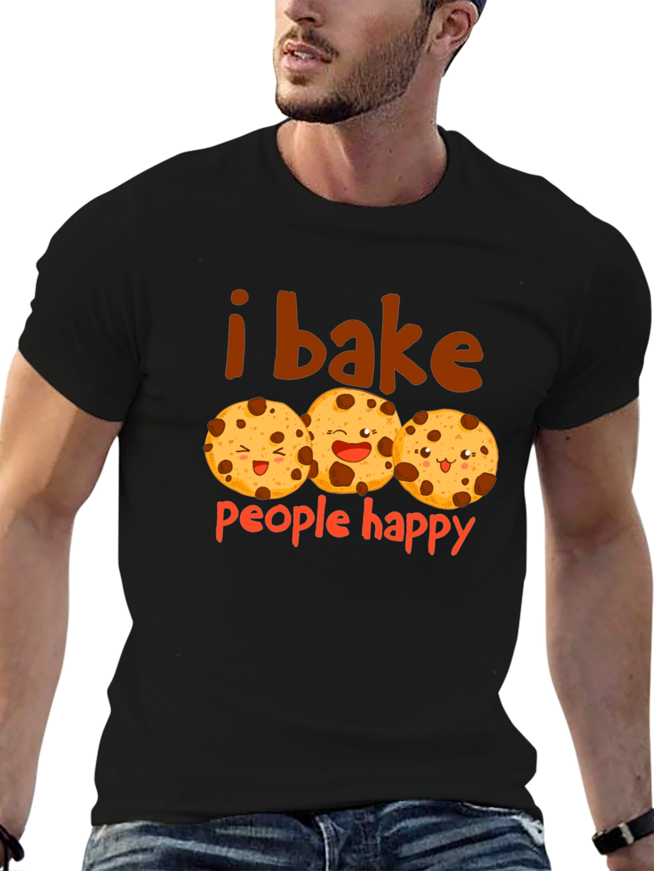 I Bake People Happy T-Shirt - Cute Cookie Design