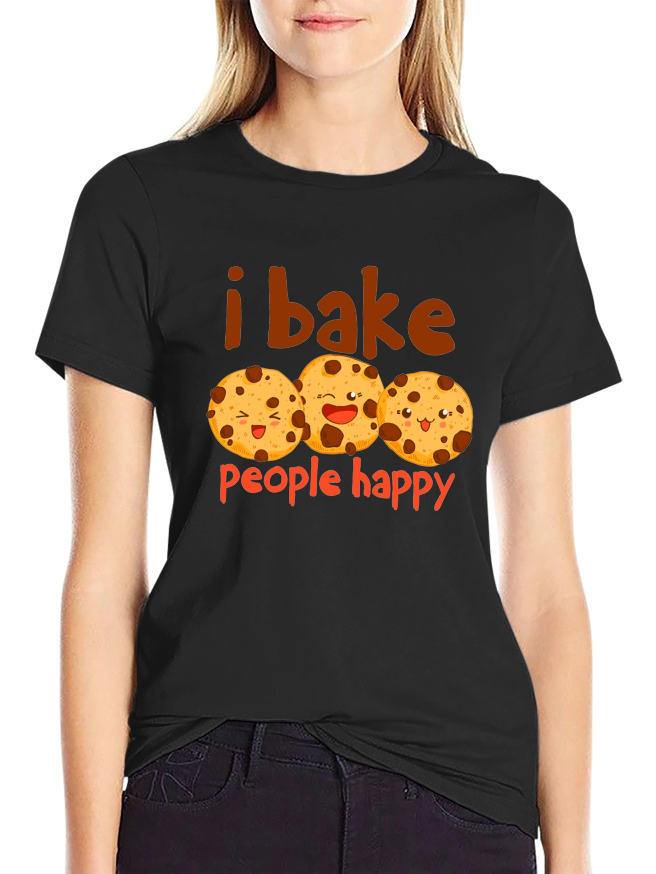 I Bake People Happy T-Shirt - Cute Cookie Design