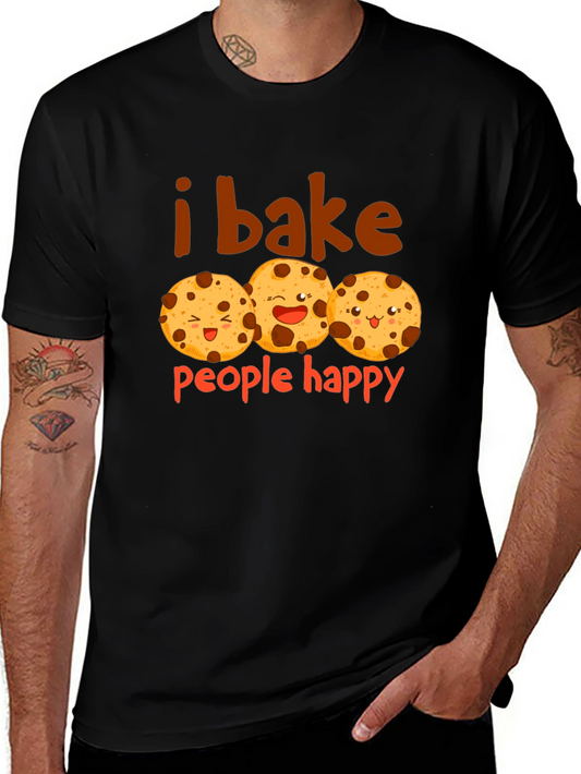 I Bake People Happy T-Shirt - Cute Cookie Design