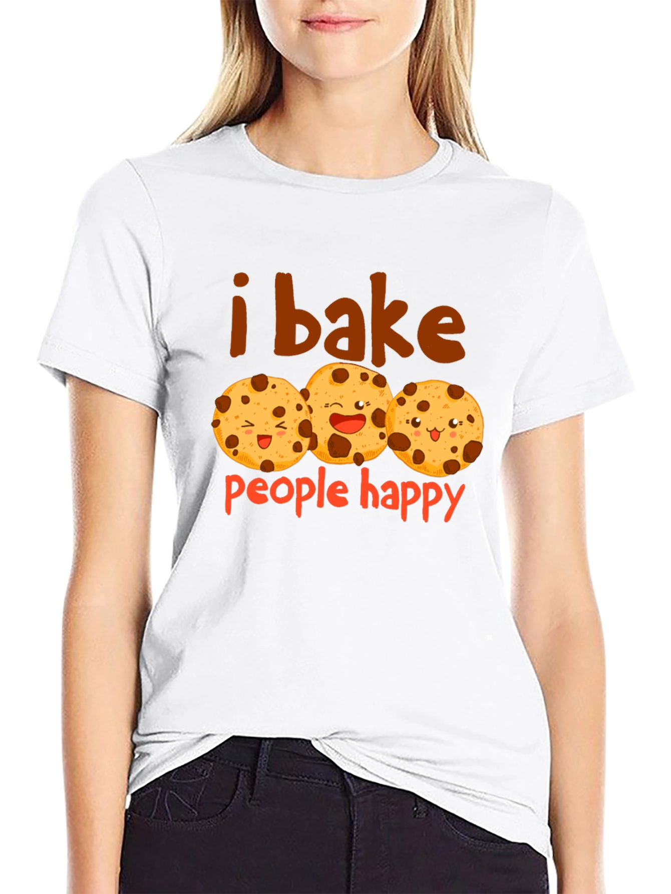 I Bake People Happy T-Shirt - Cute Cookie Design