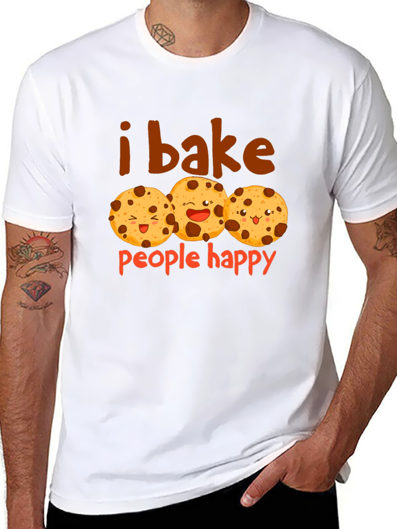 I Bake People Happy T-Shirt - Cute Cookie Design
