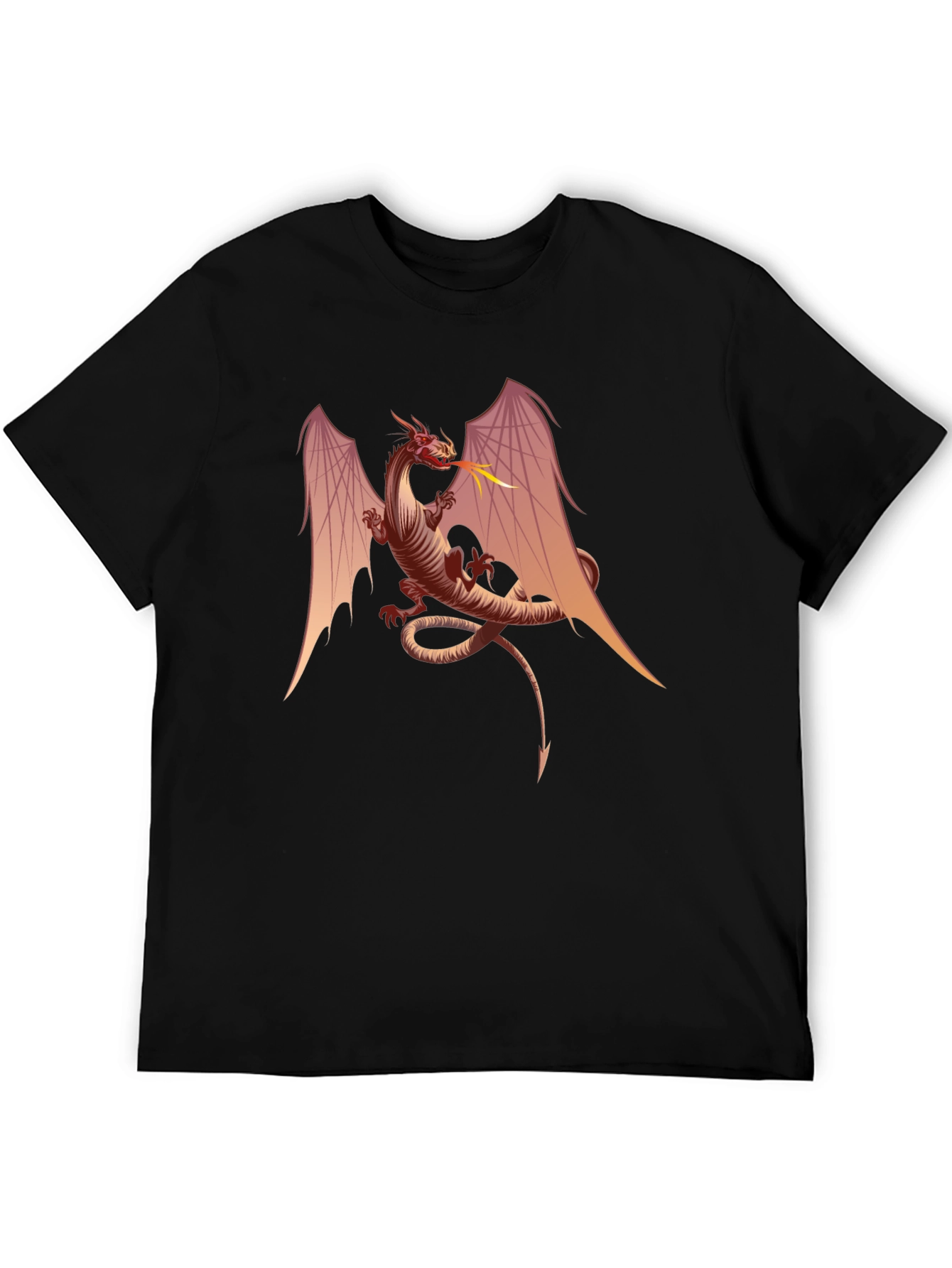Fiery Dragon Graphic Tee - Black Cotton T-Shirt