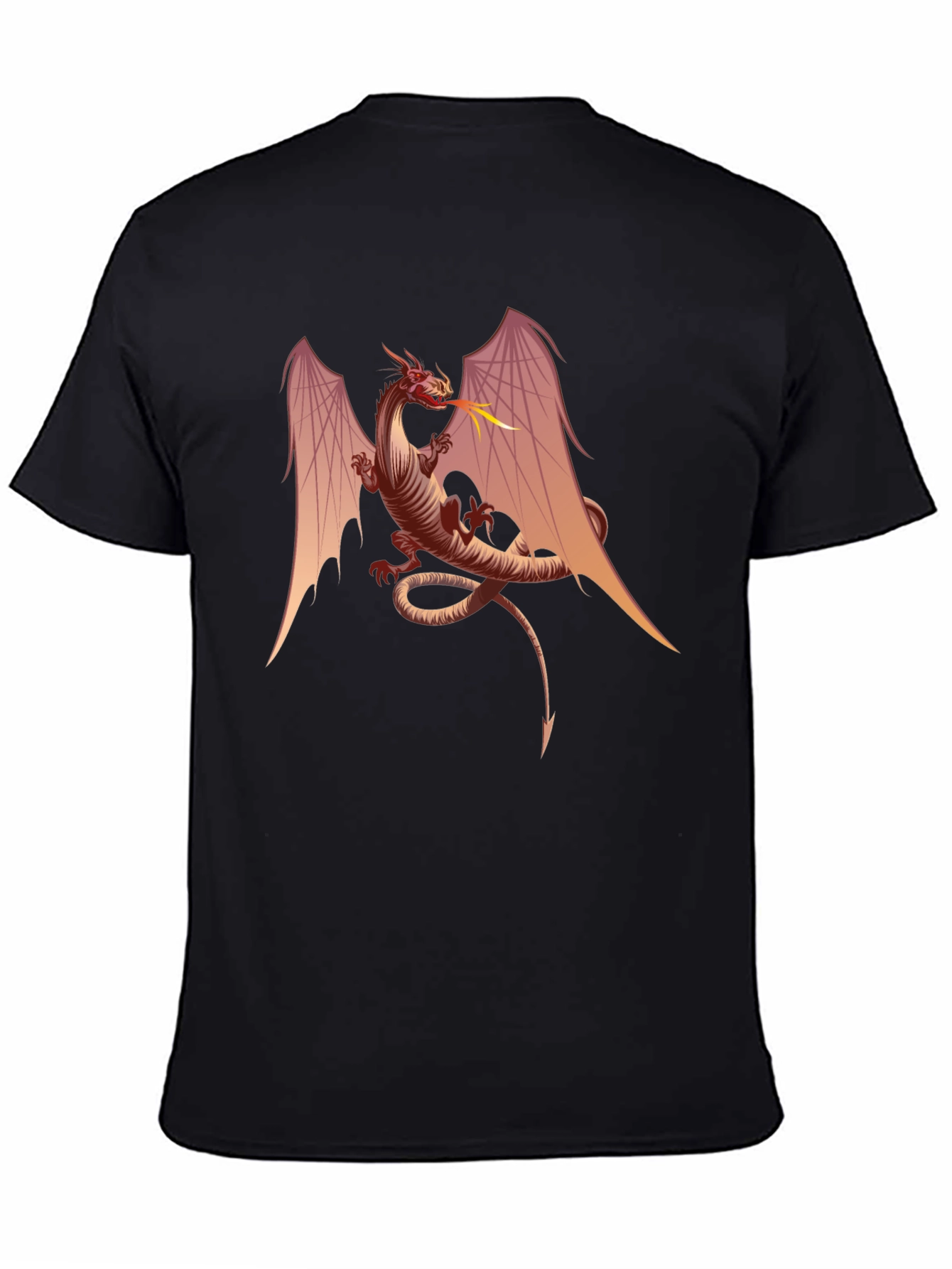 Fiery Dragon Graphic Tee - Black Cotton T-Shirt