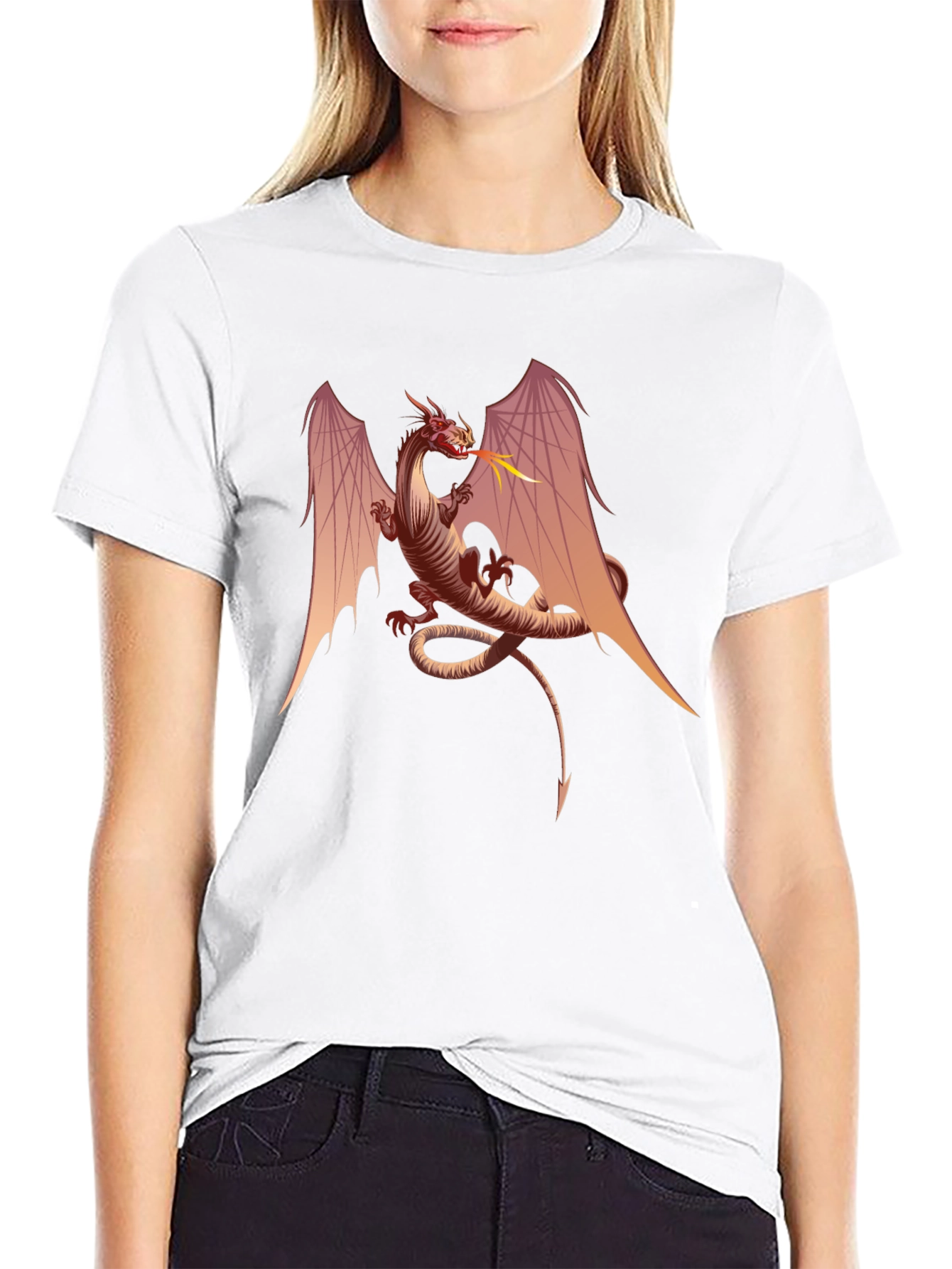 Fiery Dragon Graphic Tee - Black Cotton T-Shirt