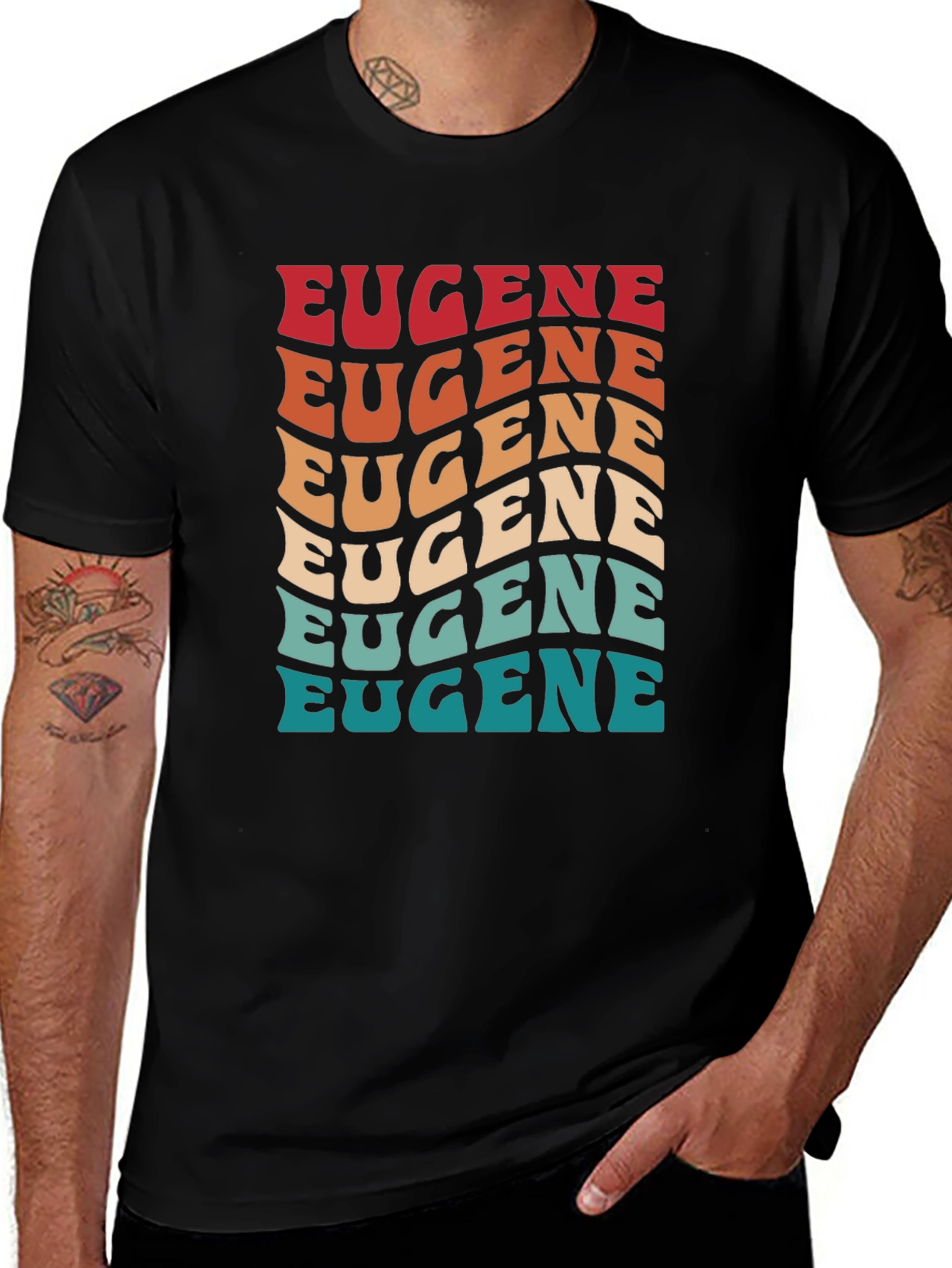 Retro Eugene T-Shirt - Cool Wavy Text Design