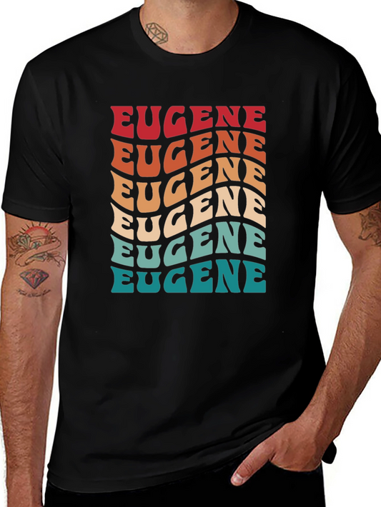 Retro Eugene T-Shirt - Cool Wavy Text Design