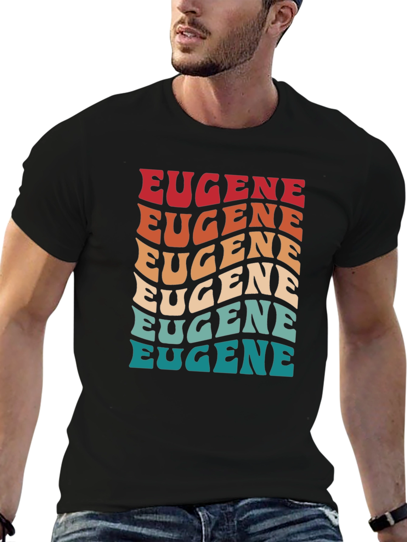 Retro Eugene T-Shirt - Cool Wavy Text Design