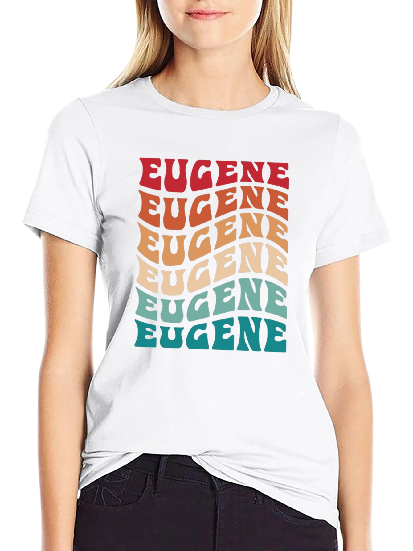 Retro Eugene T-Shirt - Cool Wavy Text Design