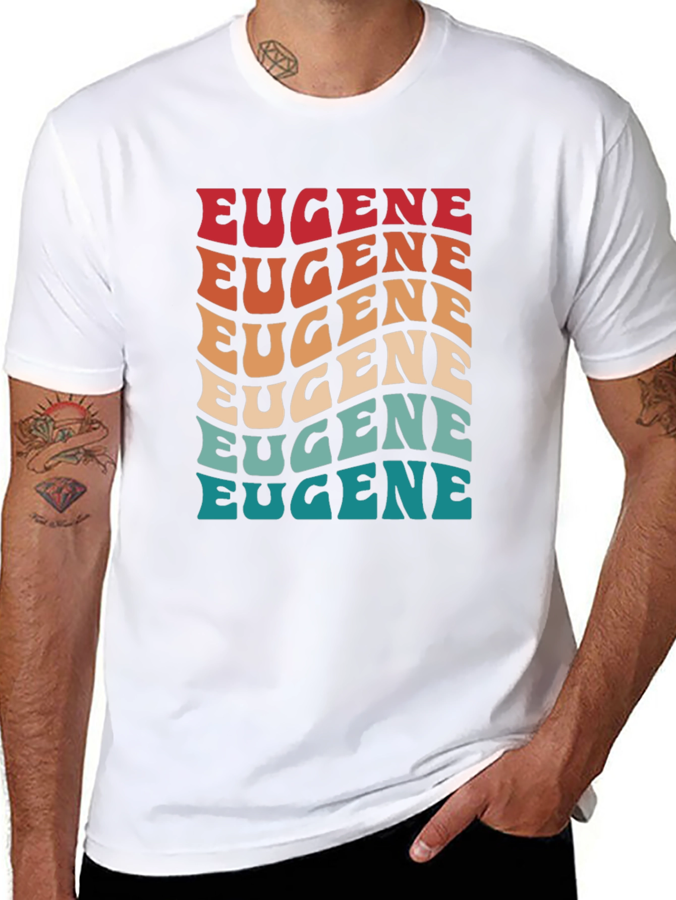 Retro Eugene T-Shirt - Cool Wavy Text Design