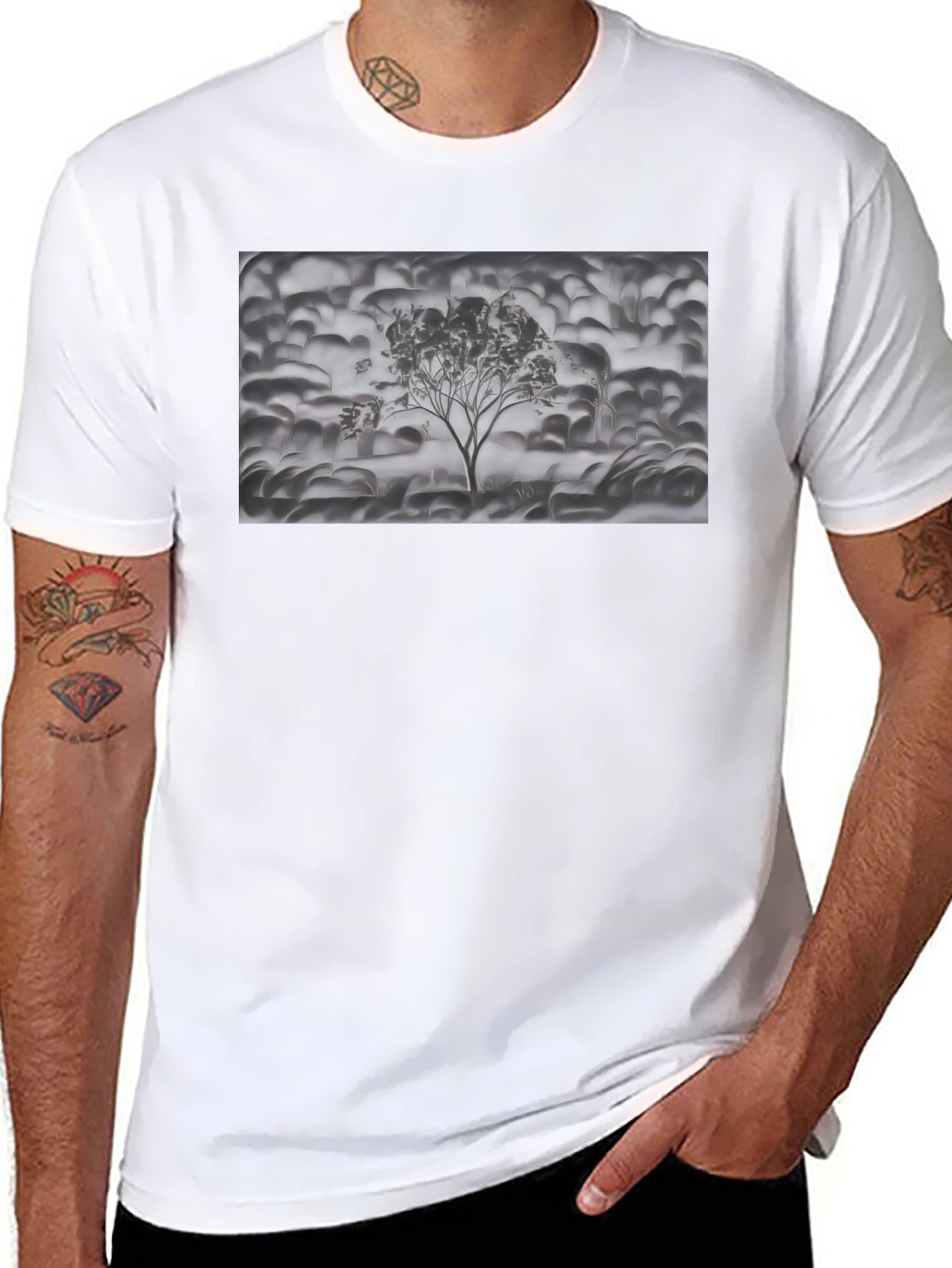Monochrome Tree Graphic Tee - Stylish Casual Wear