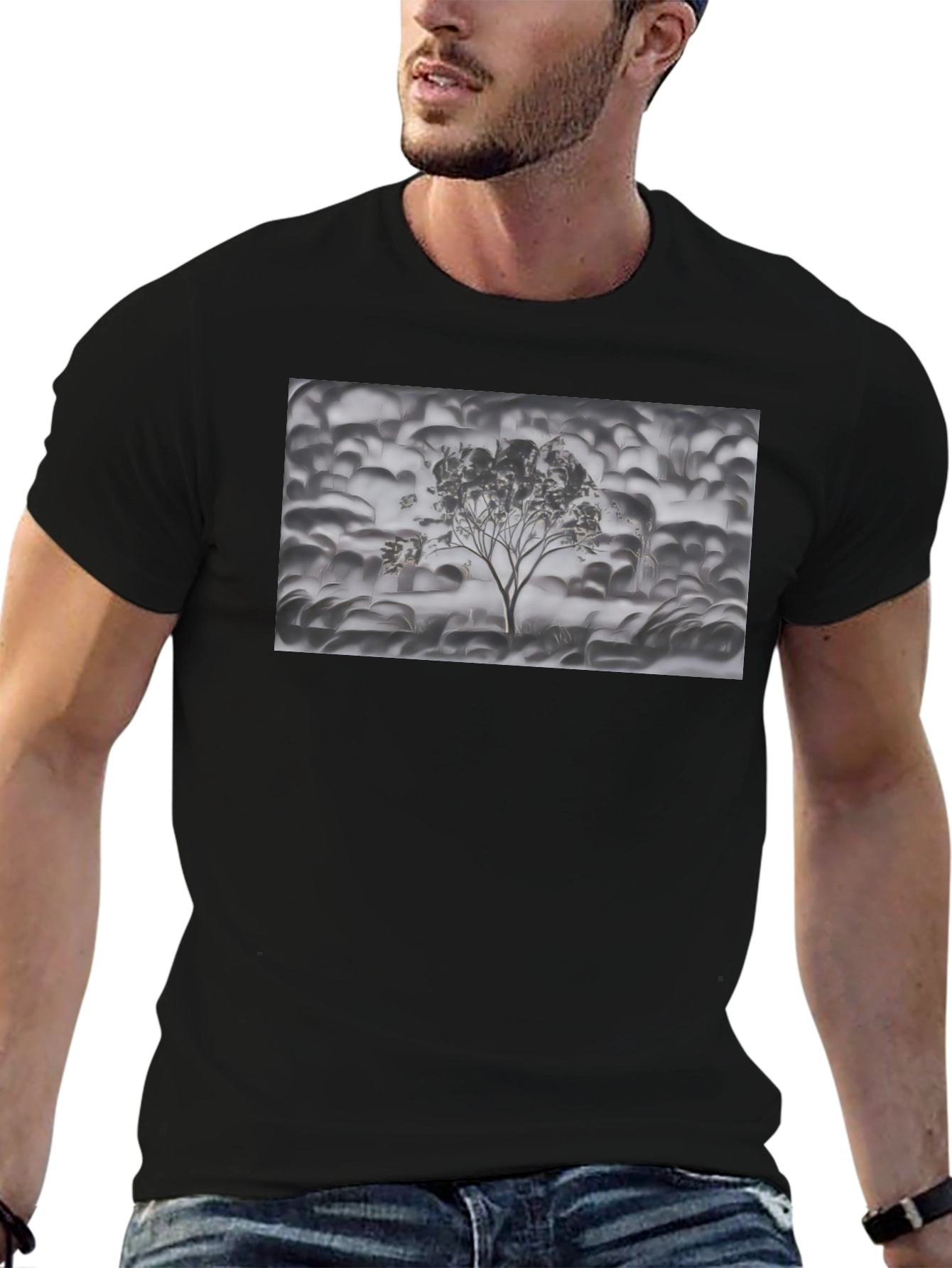 Monochrome Tree Graphic Tee - Stylish Casual Wear