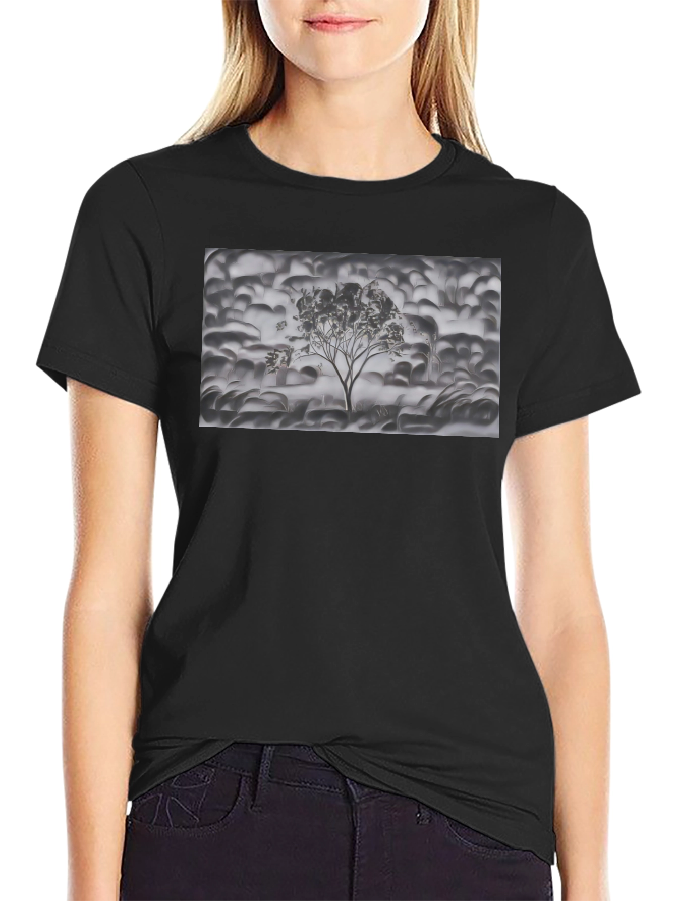 Monochrome Tree Graphic Tee - Stylish Casual Wear