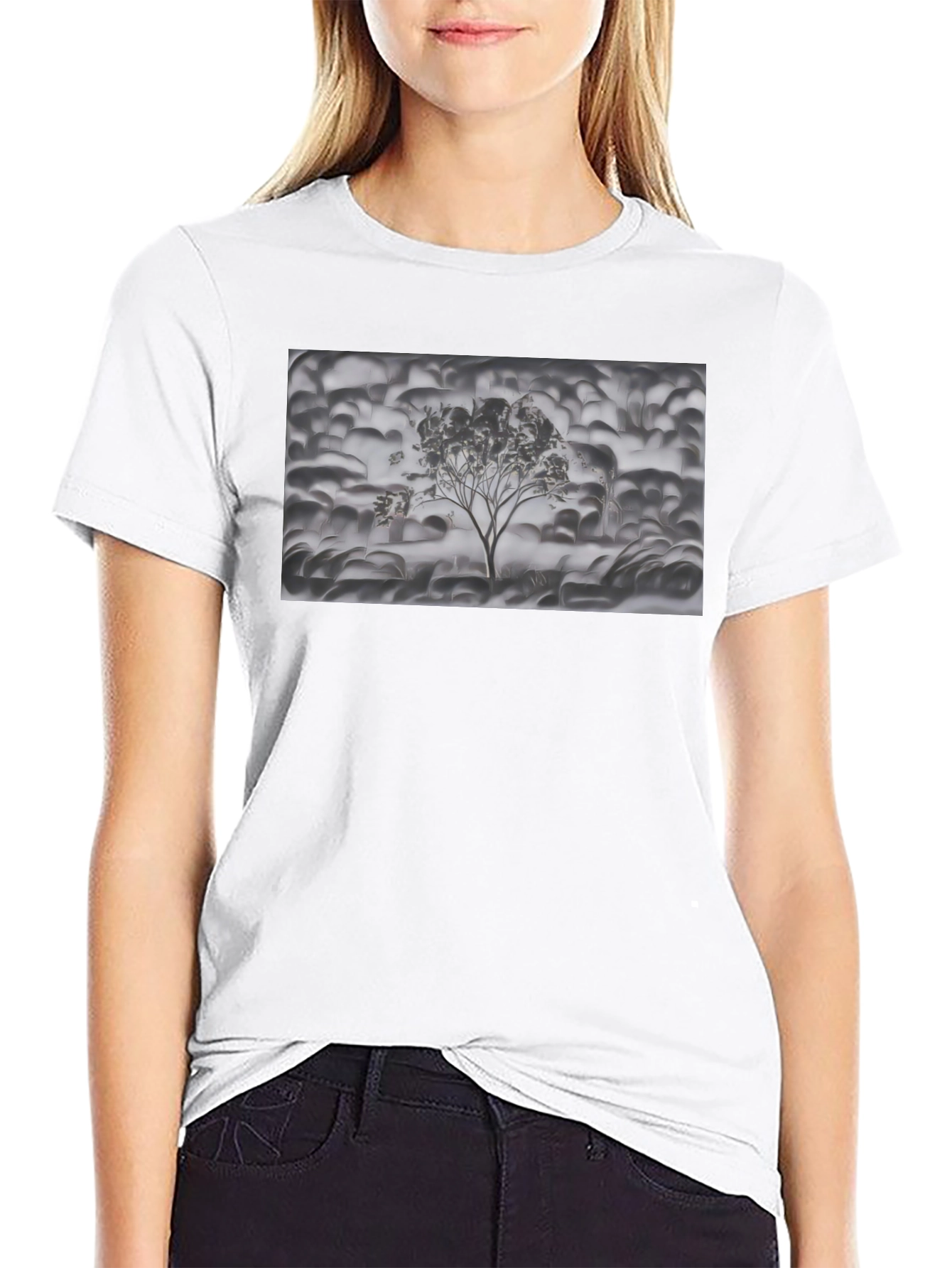 Monochrome Tree Graphic Tee - Stylish Casual Wear