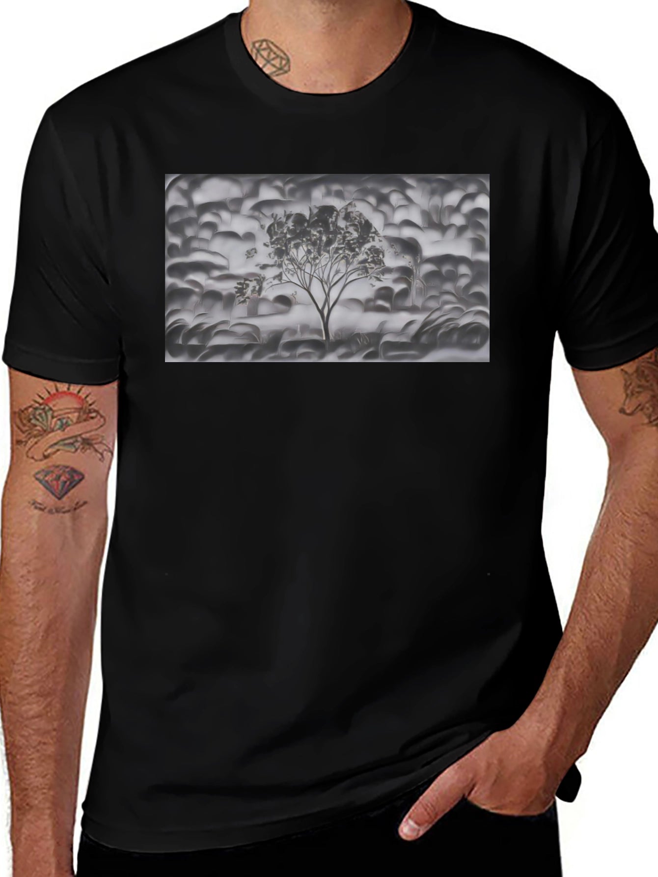 Monochrome Tree Graphic Tee - Stylish Casual Wear