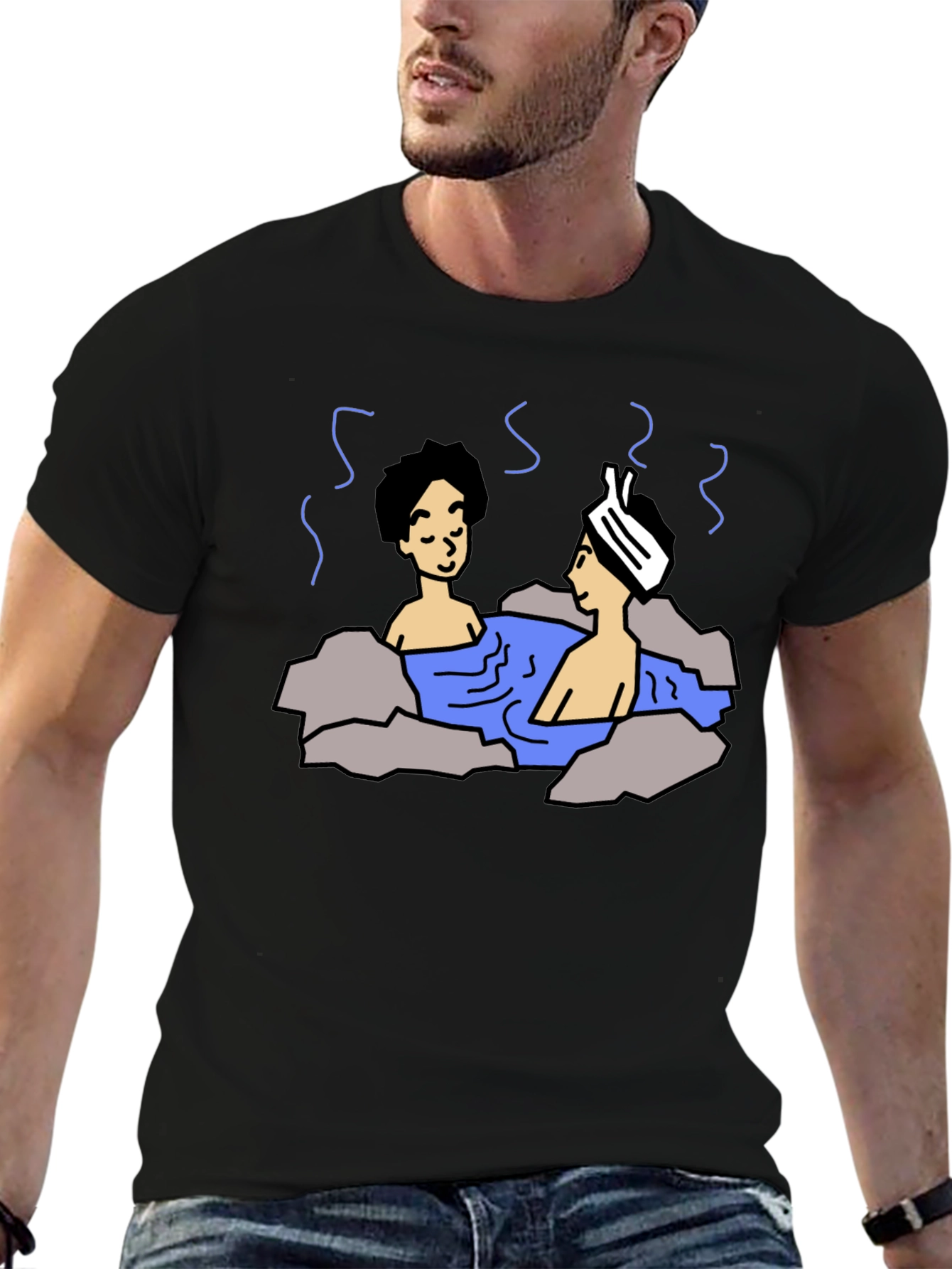 Cartoon Hot Spring Bathing T-Shirt