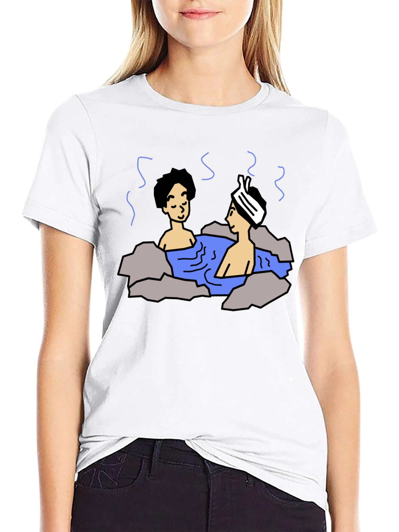 Cartoon Hot Spring Bathing T-Shirt
