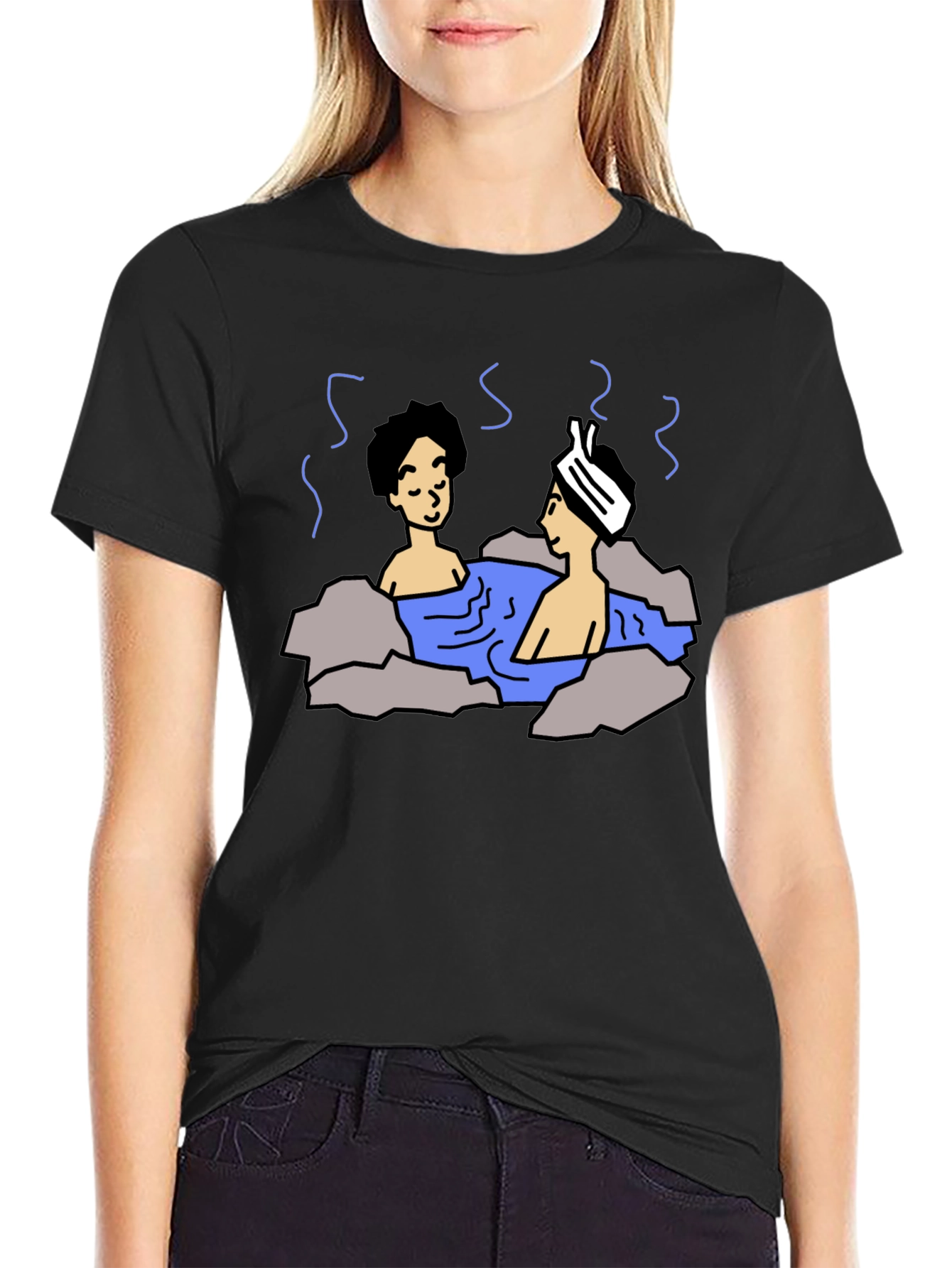 Cartoon Hot Spring Bathing T-Shirt