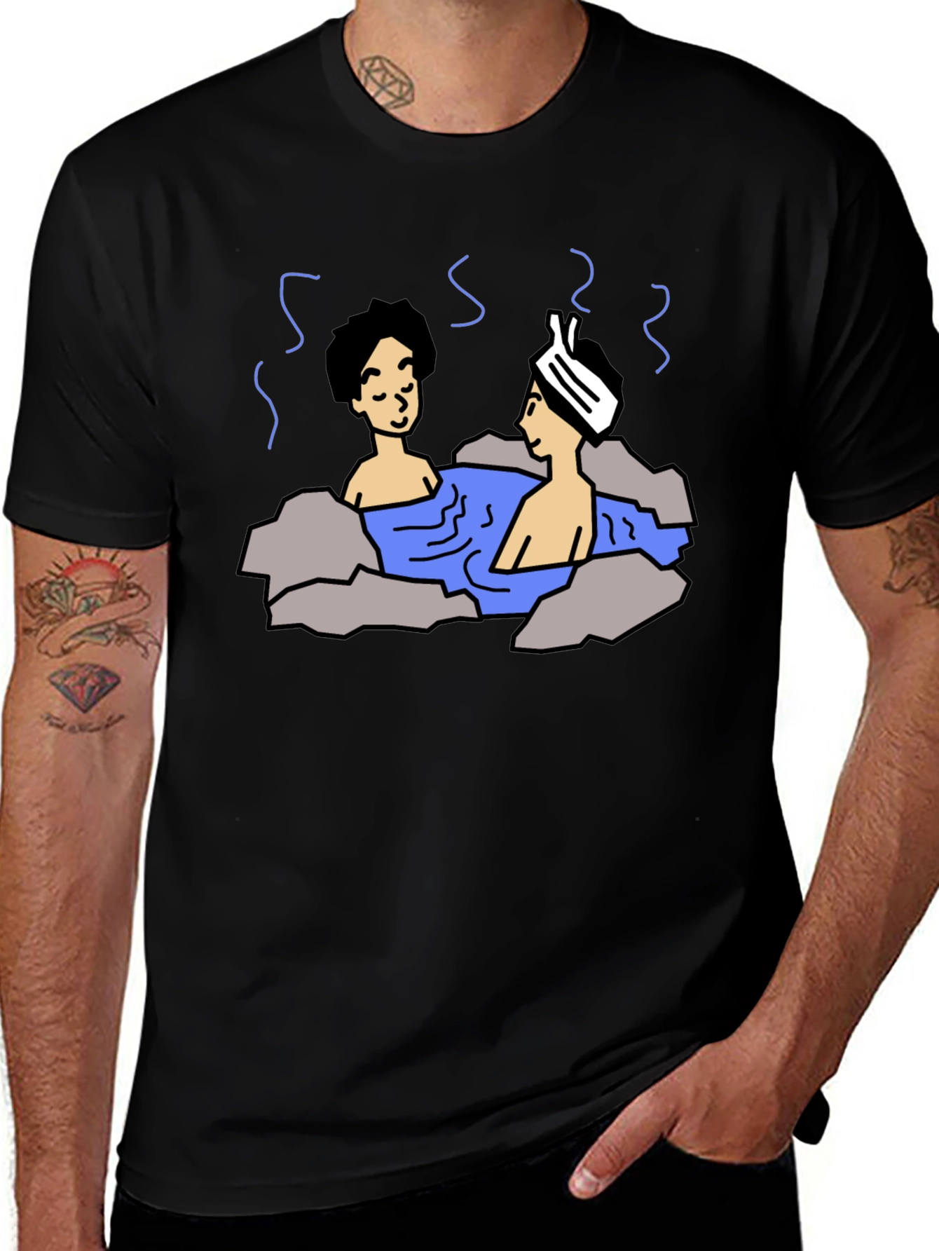 Cartoon Hot Spring Bathing T-Shirt