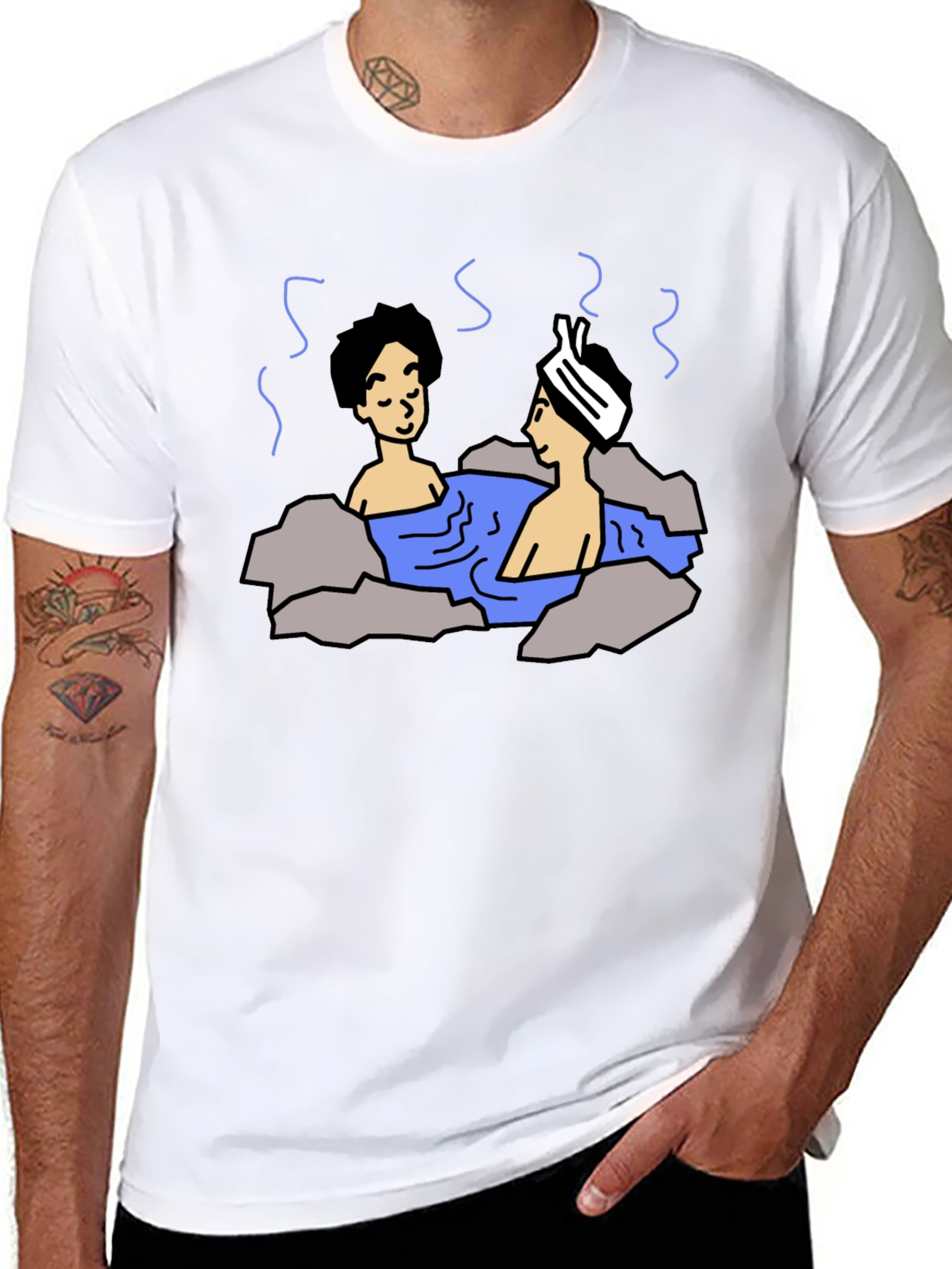Cartoon Hot Spring Bathing T-Shirt