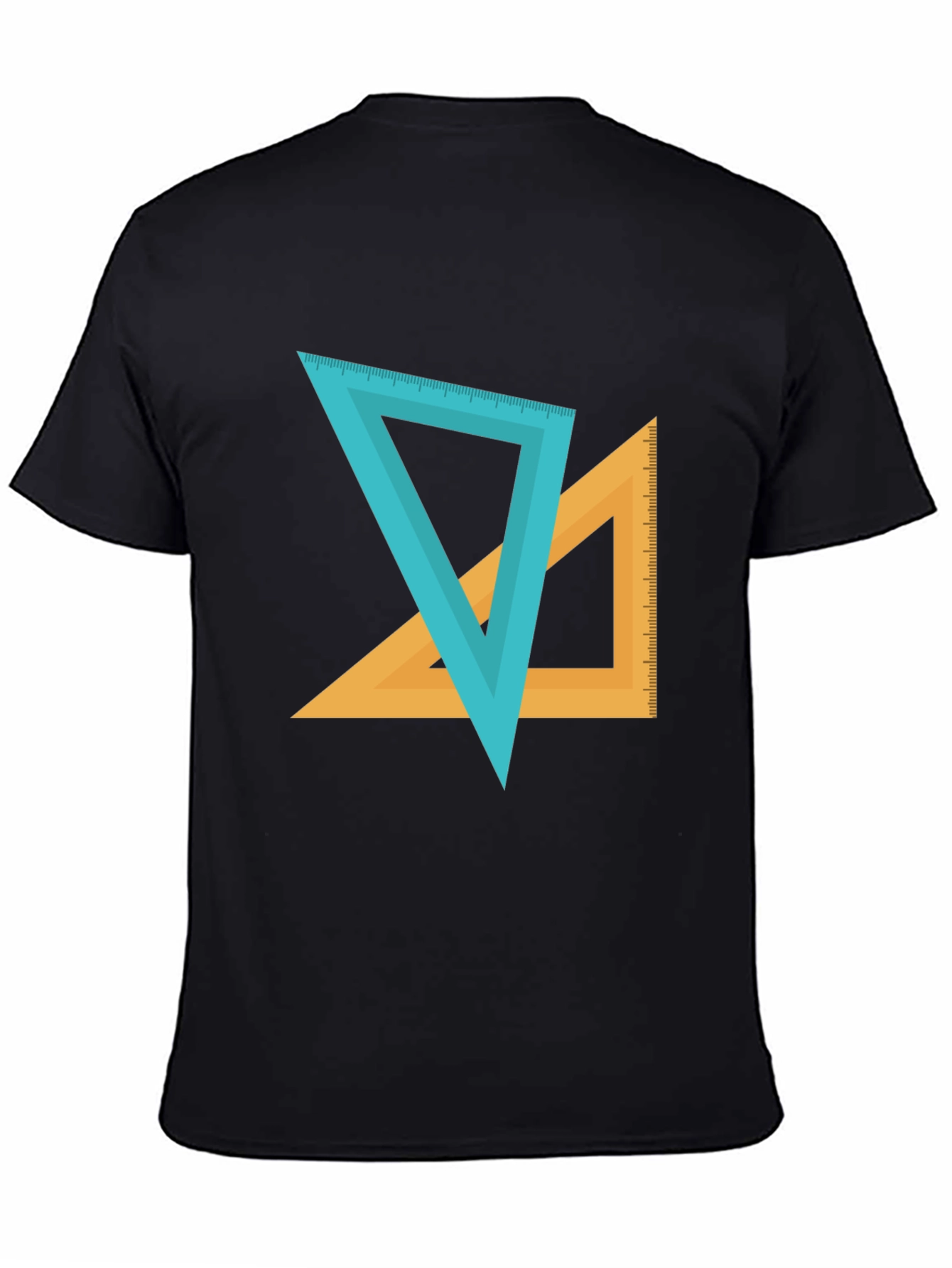 Geometric Triangles Graphic Tee - Black Cotton Blend Shirt
