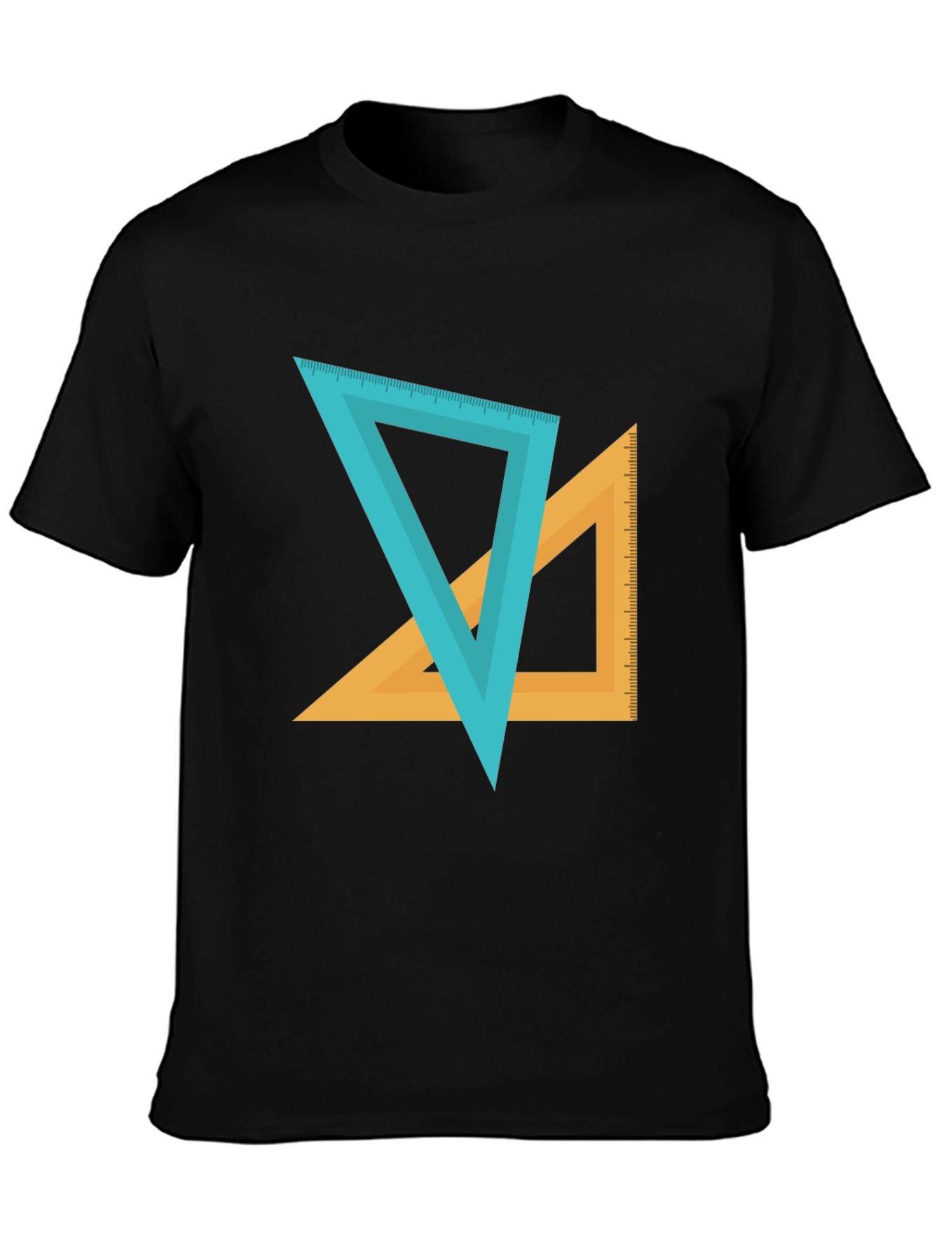 Geometric Triangles Graphic Tee - Black Cotton Blend Shirt