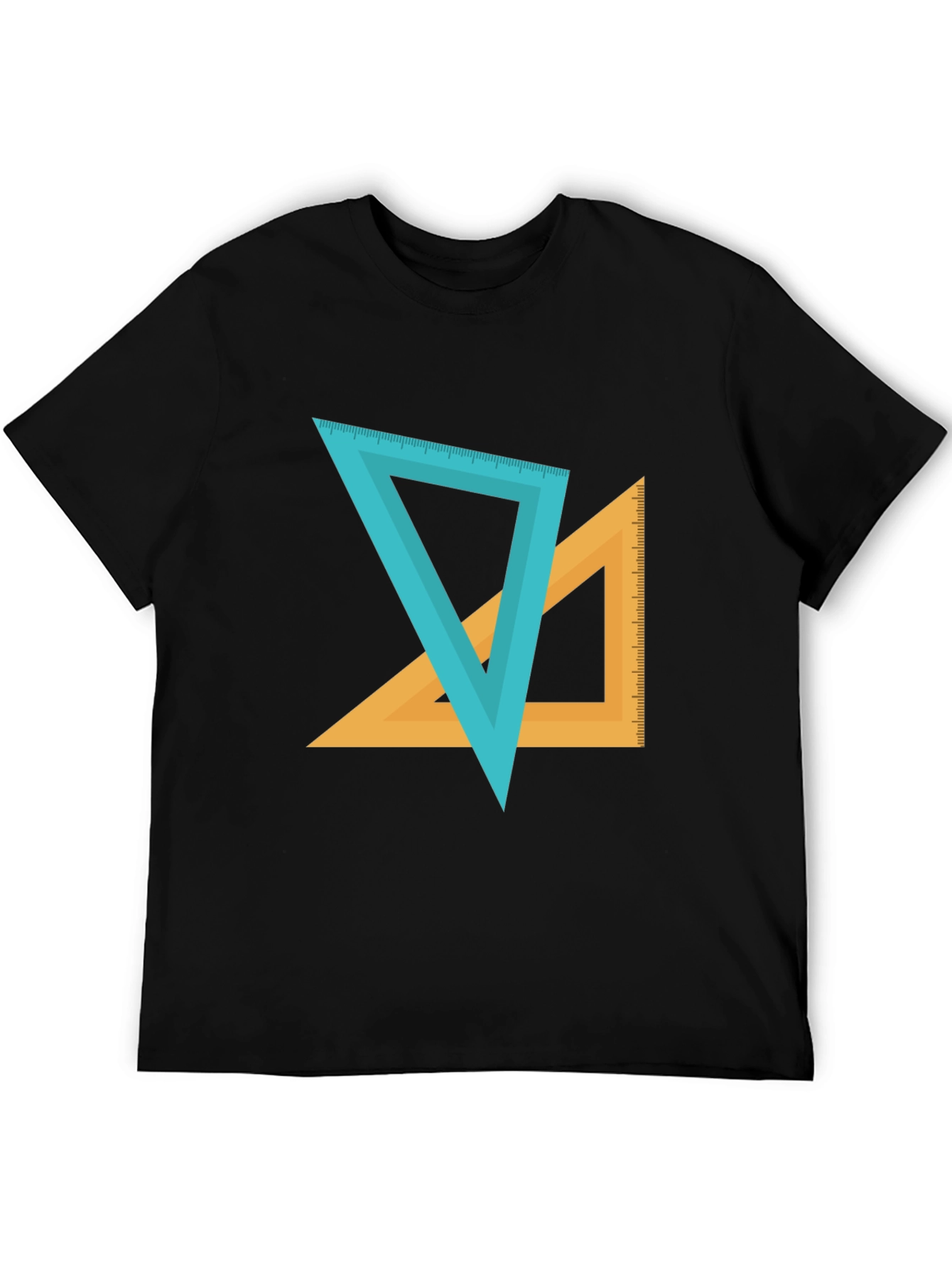 Geometric Triangles Graphic Tee - Black Cotton Blend Shirt