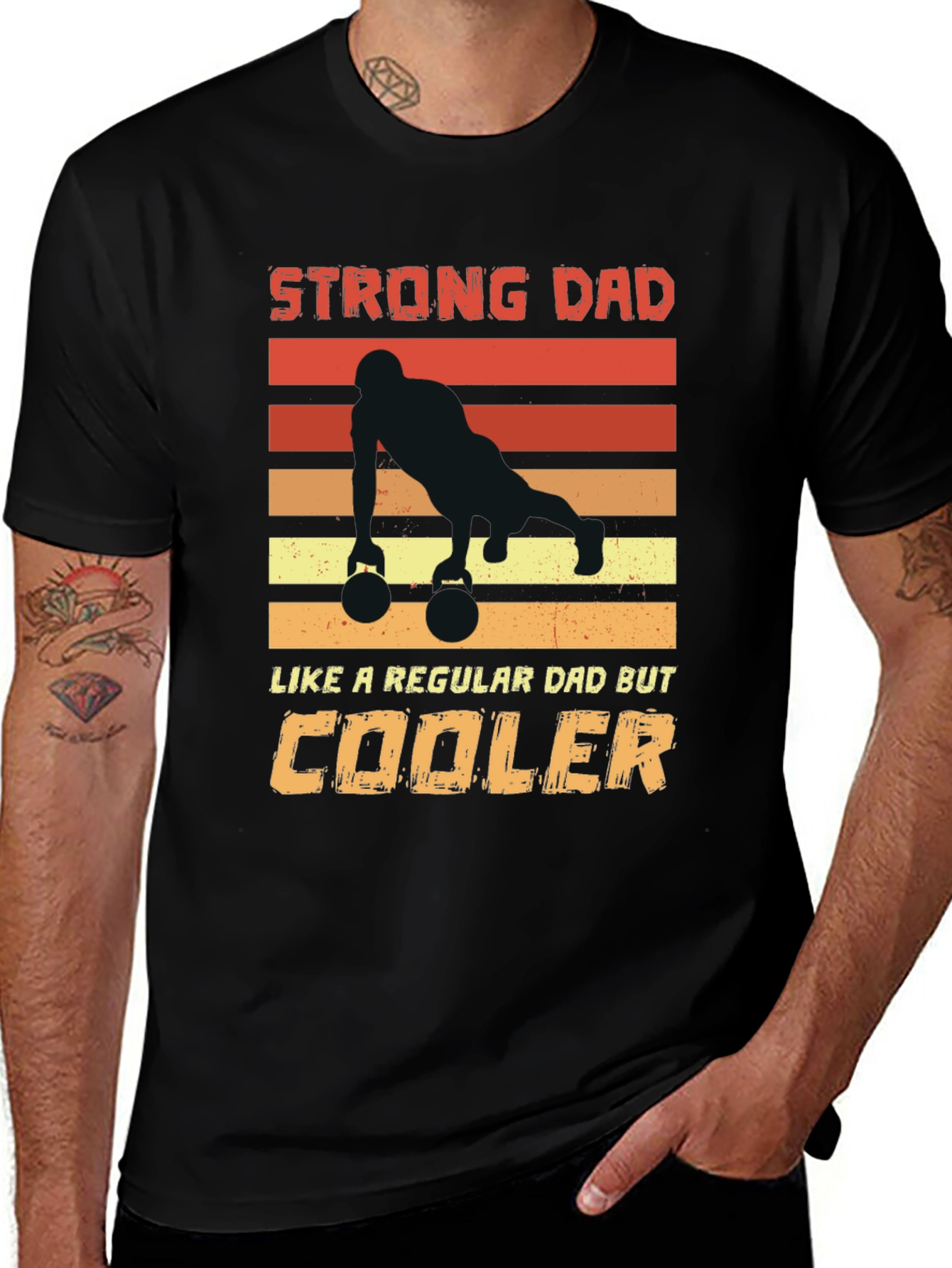 Strong Dad Kettlebell Push Up Graphic Tee