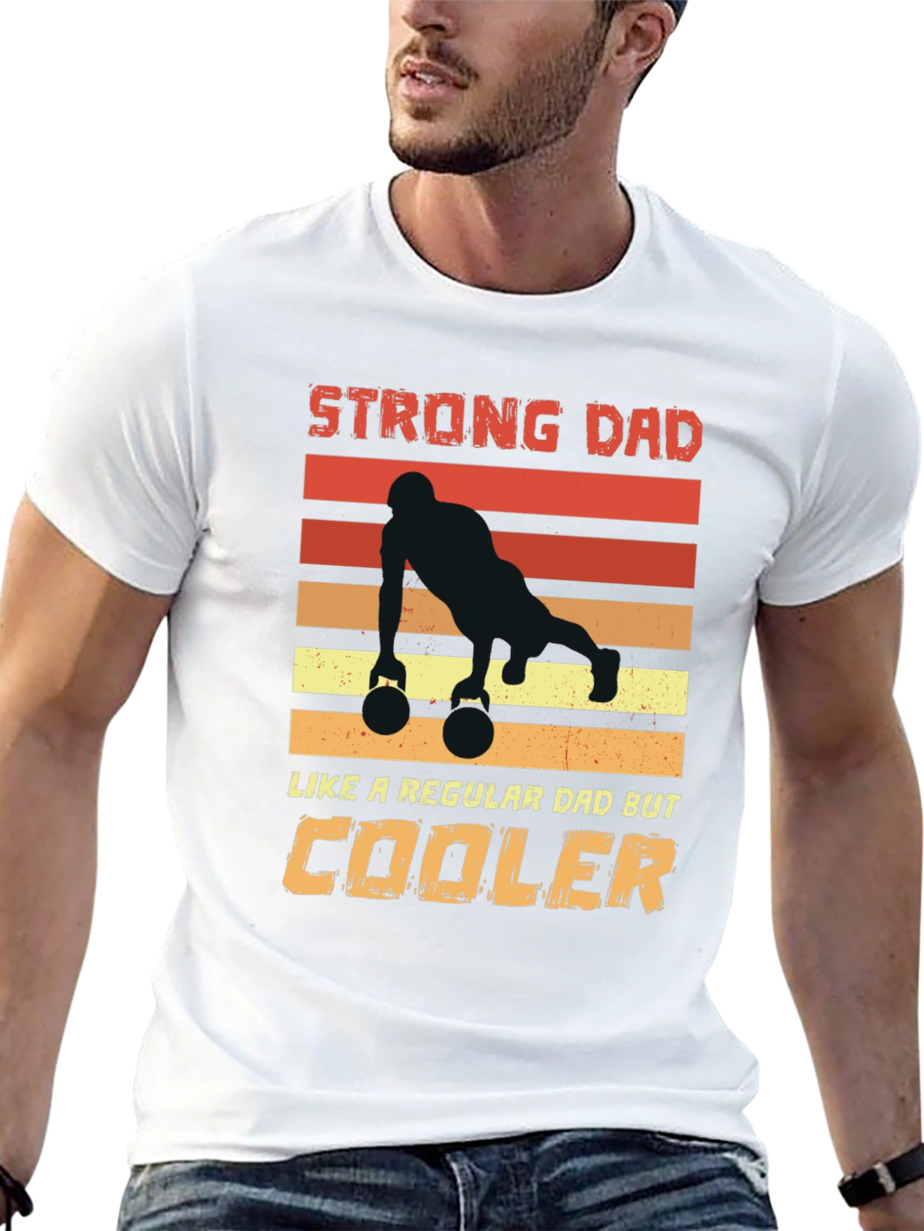 Strong Dad Kettlebell Push Up Graphic Tee