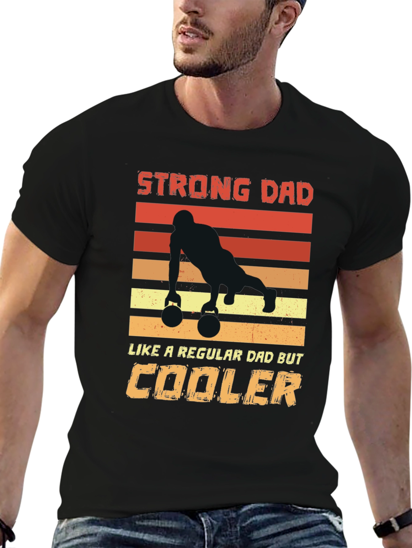 Strong Dad Kettlebell Push Up Graphic Tee