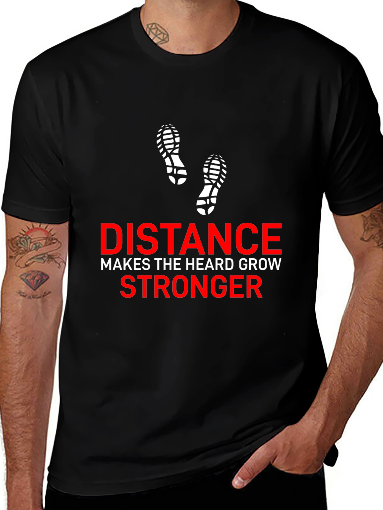 Distance Makes the Heard Grow Stronger Black T-Shirt