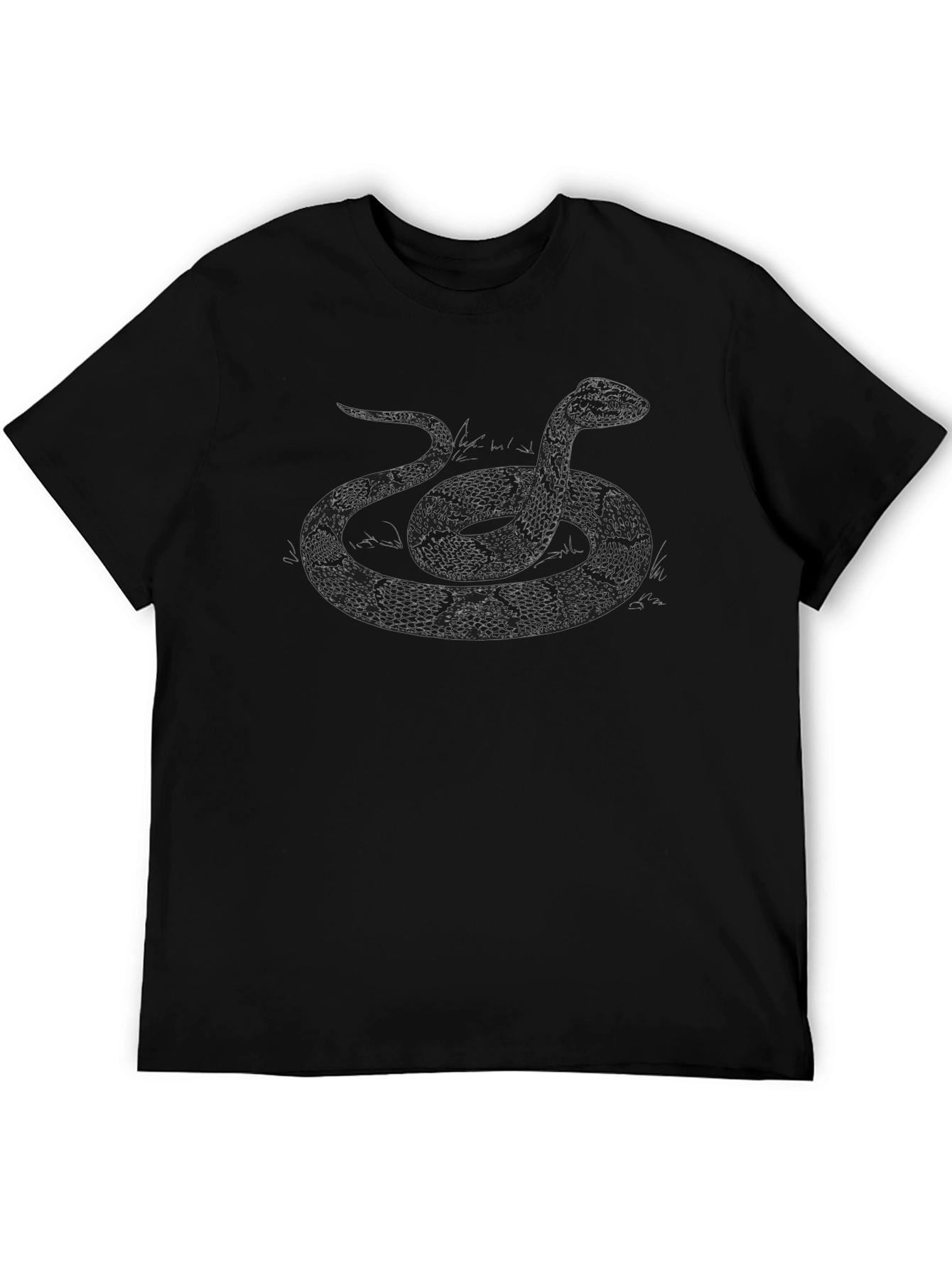 Snake Graphic Tee - Mens Black Cotton T-Shirt