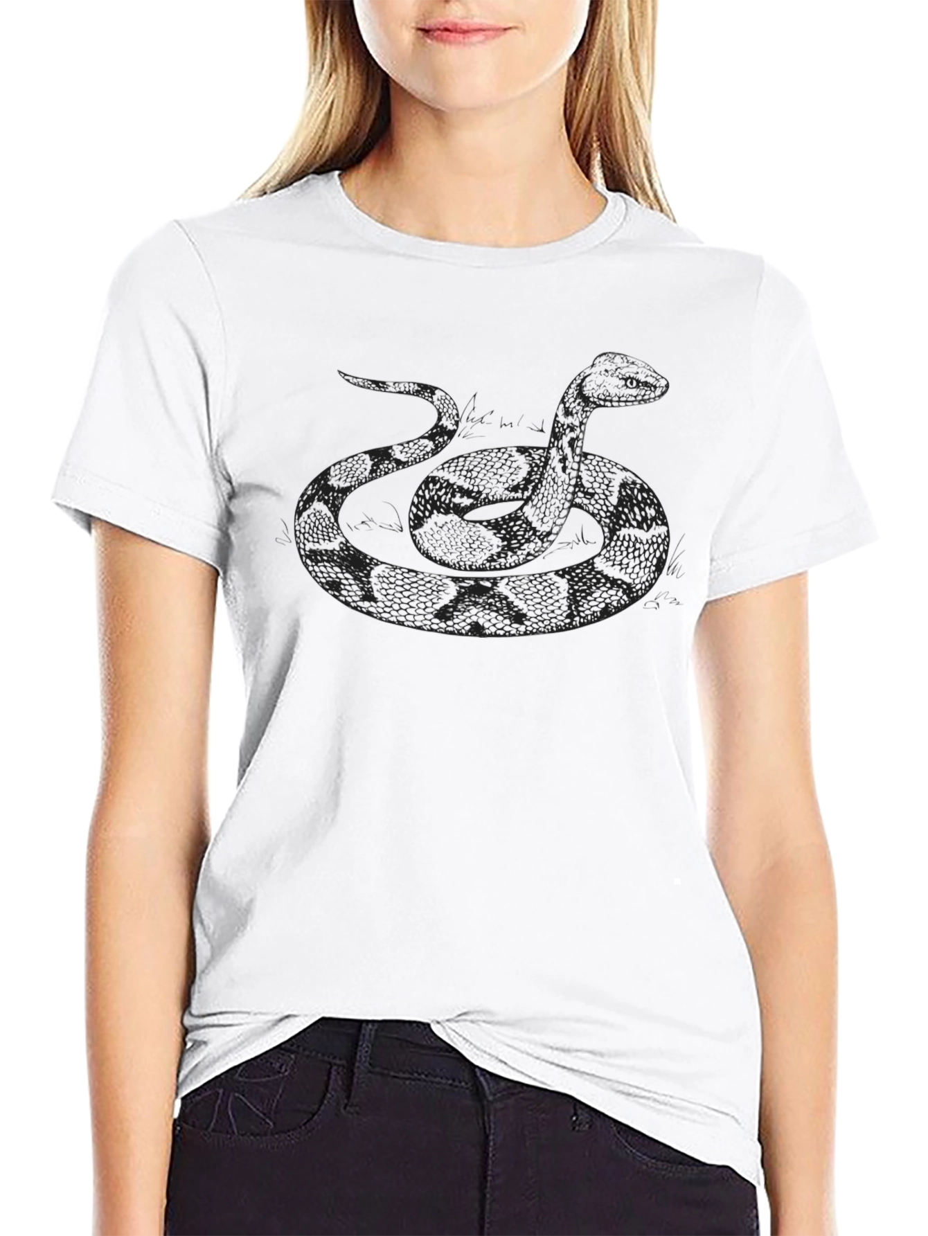 Snake Graphic Tee - Mens Black Cotton T-Shirt
