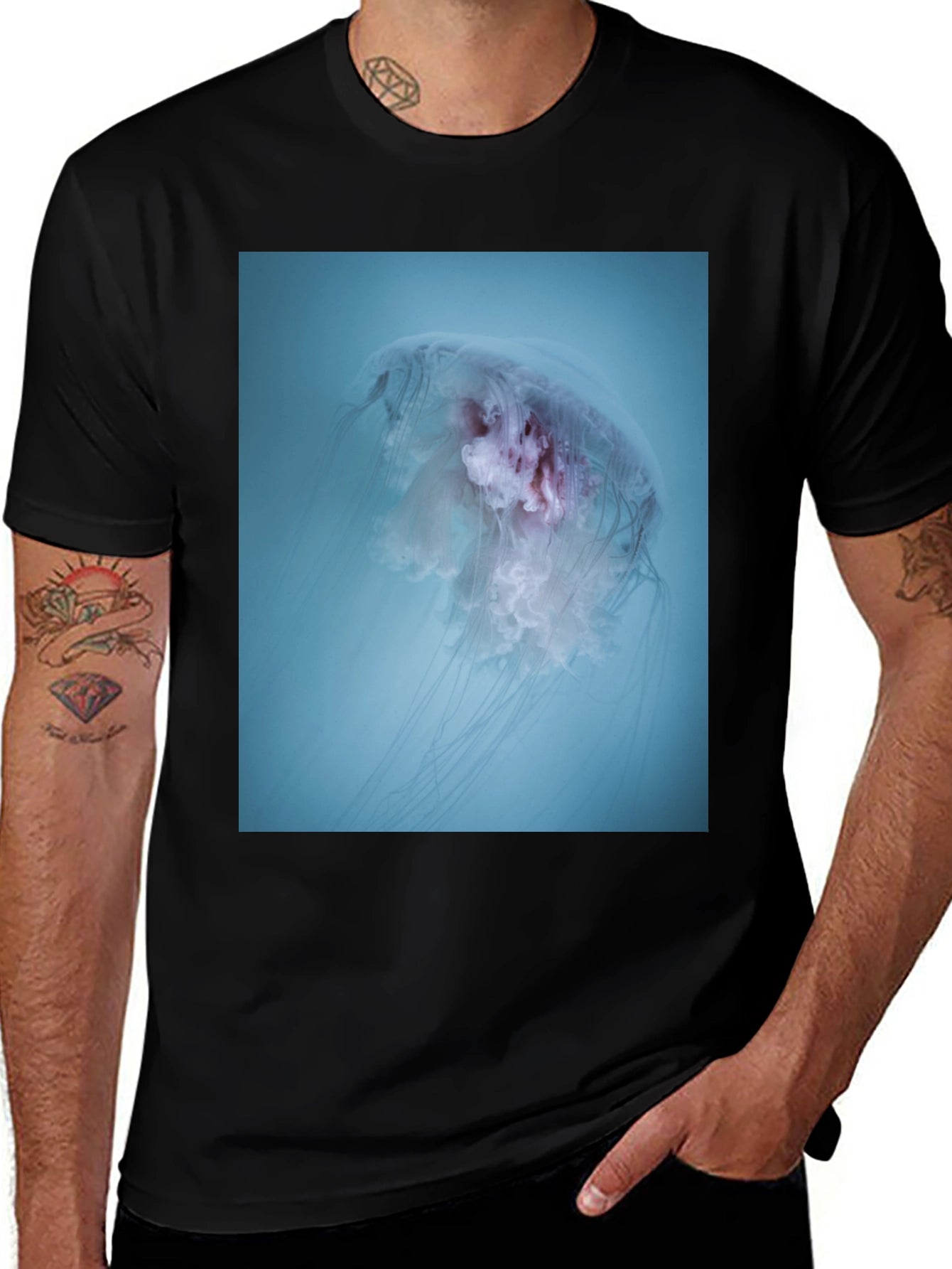 Jellyfish Graphic Tee - Black Cotton Blend
