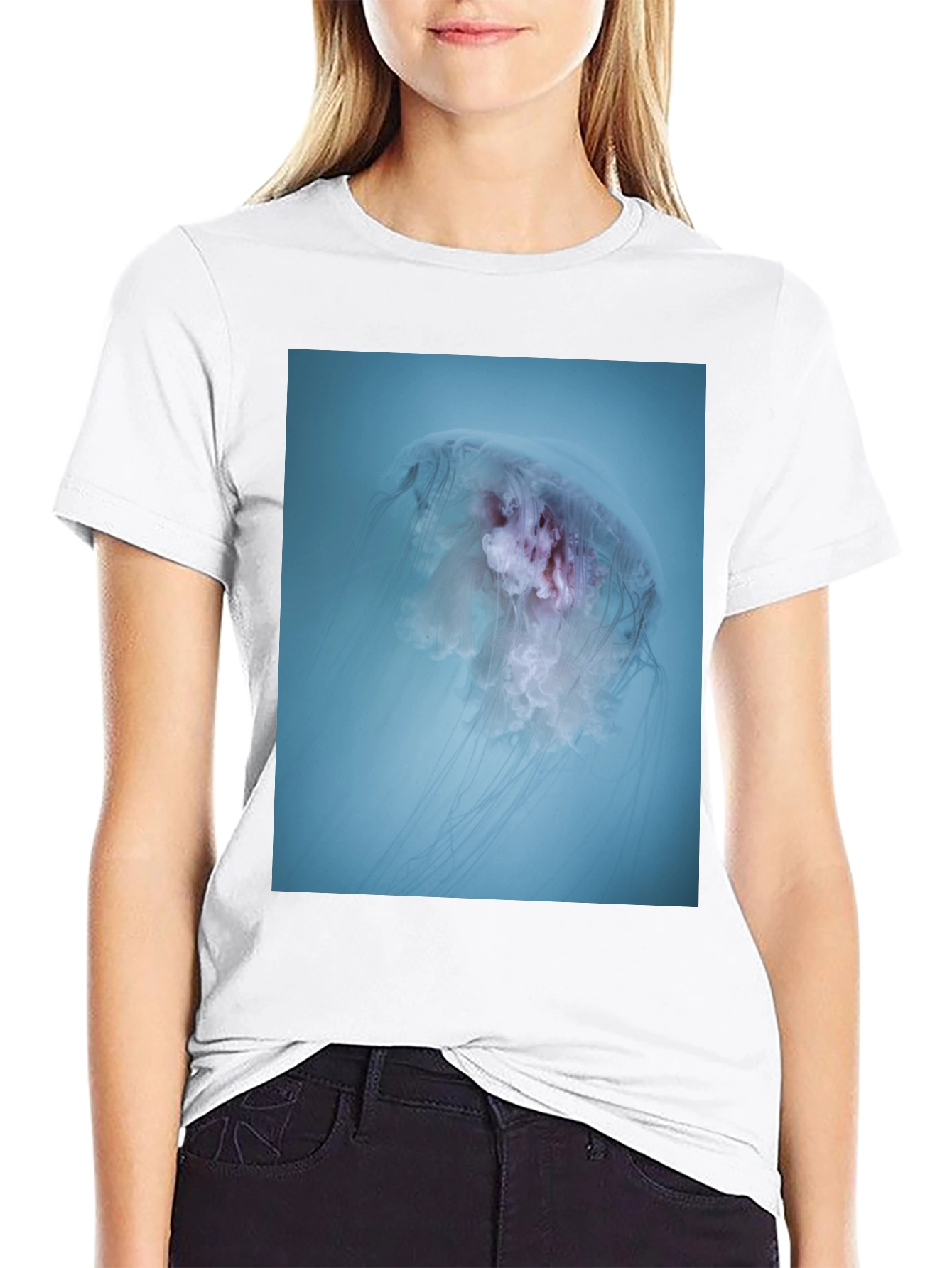 Jellyfish Graphic Tee - Black Cotton Blend