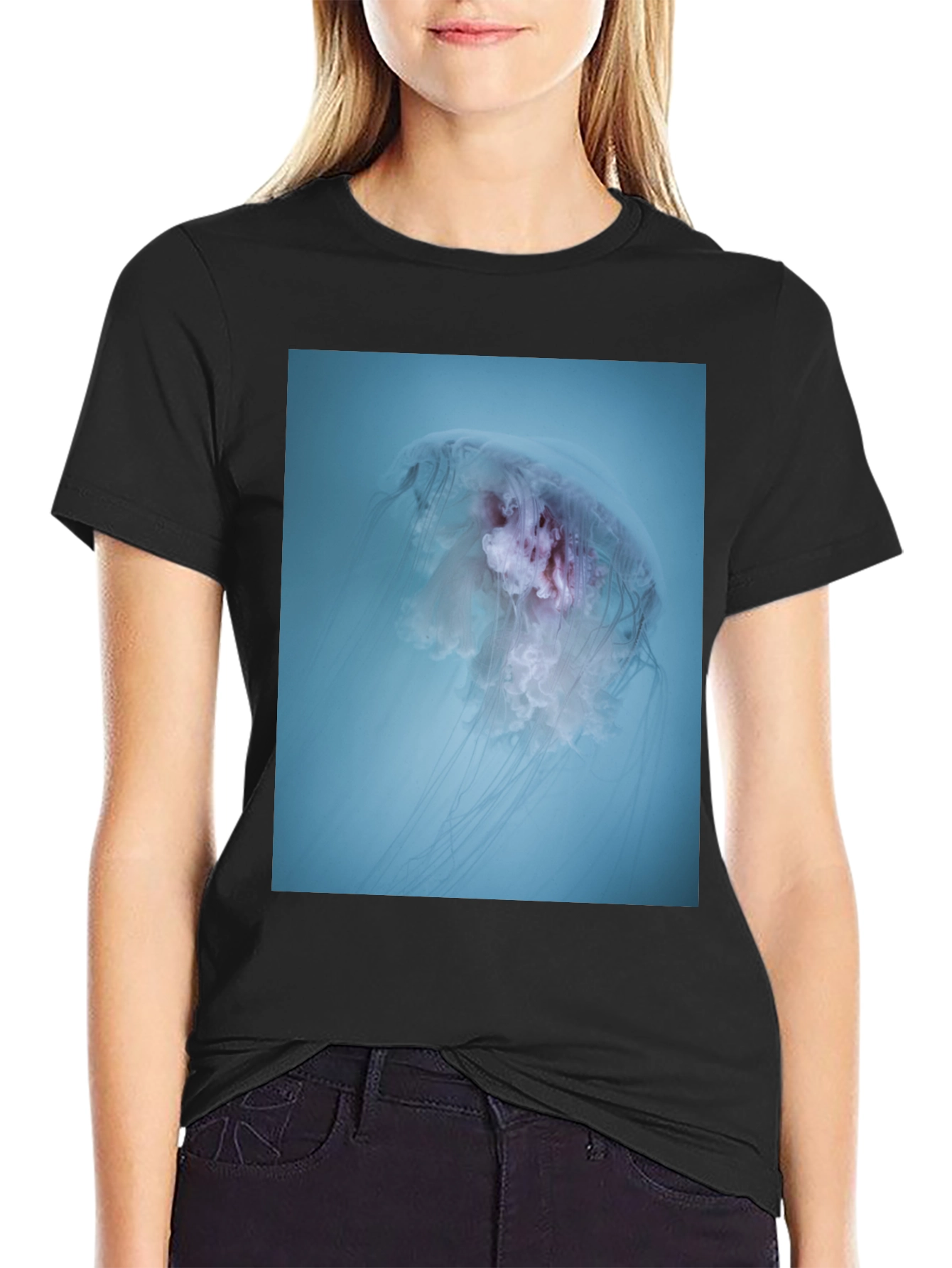 Jellyfish Graphic Tee - Black Cotton Blend