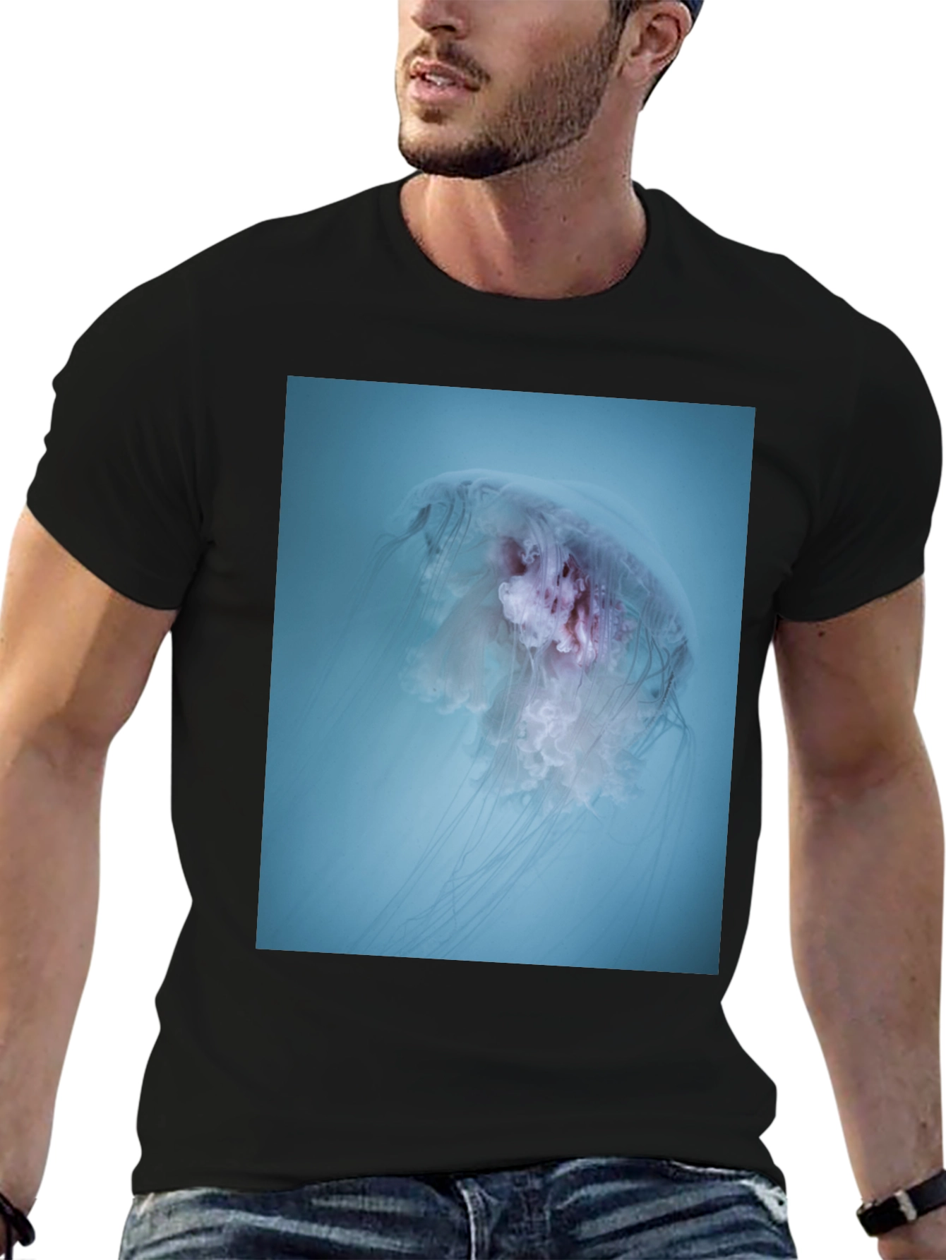 Jellyfish Graphic Tee - Black Cotton Blend