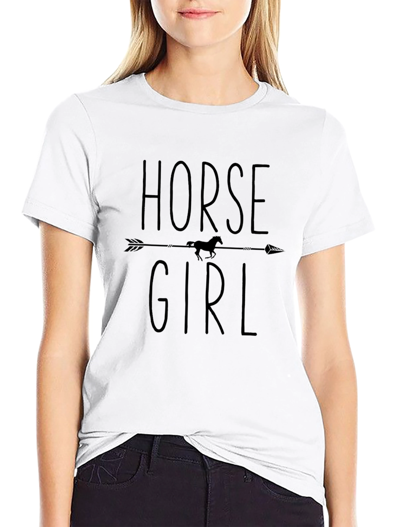 Horse Girl Graphic Tee - Black Cotton T-Shirt