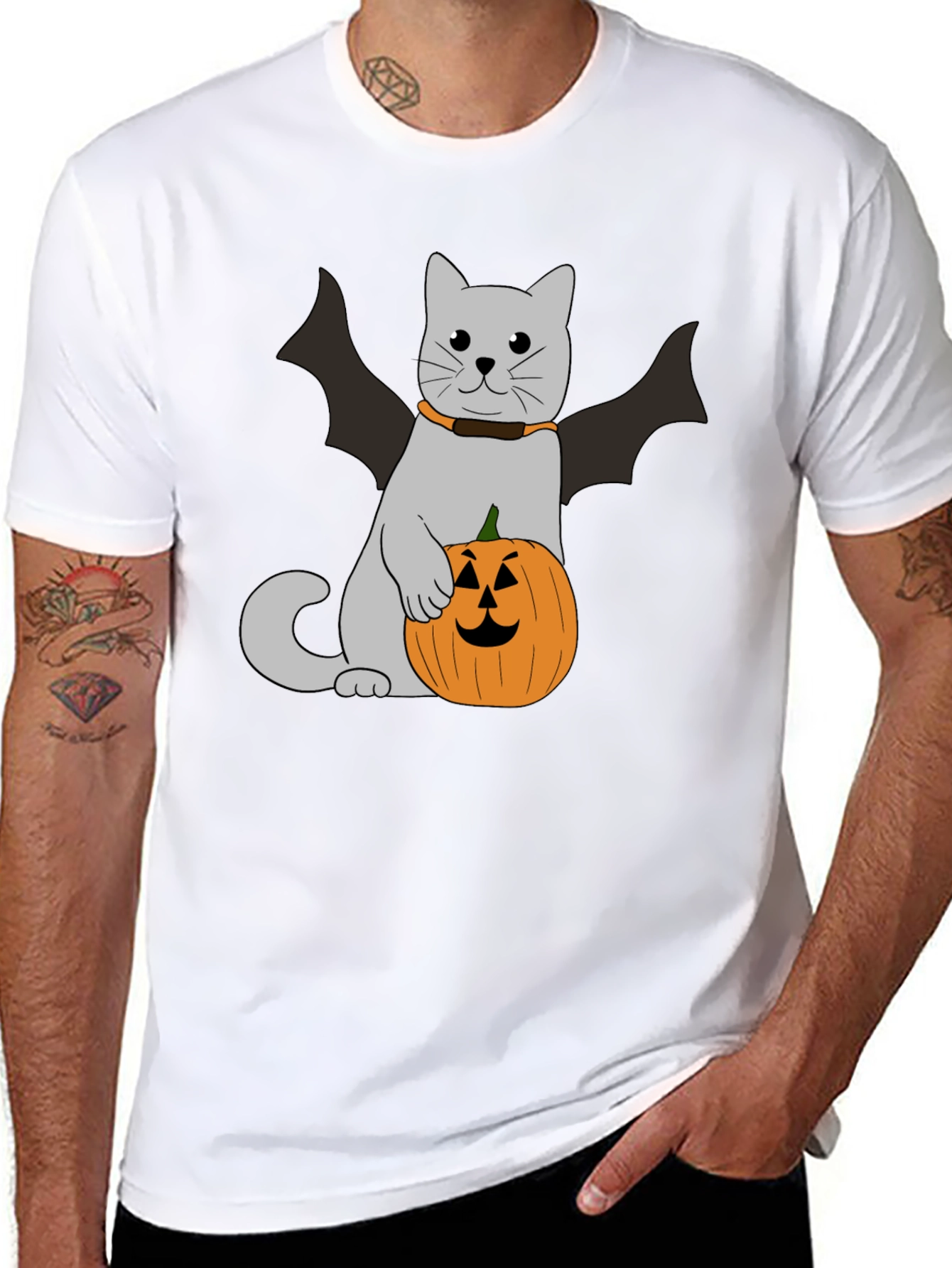 Halloween Cat Bat T-Shirt