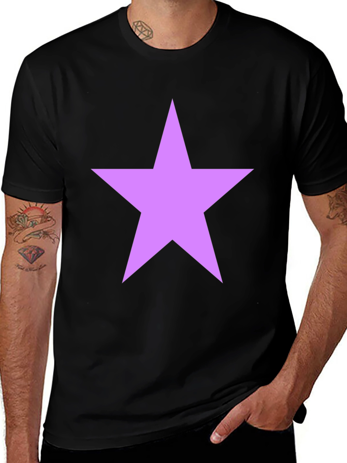 Star Graphic Tee - Black Cotton Blend Shirt