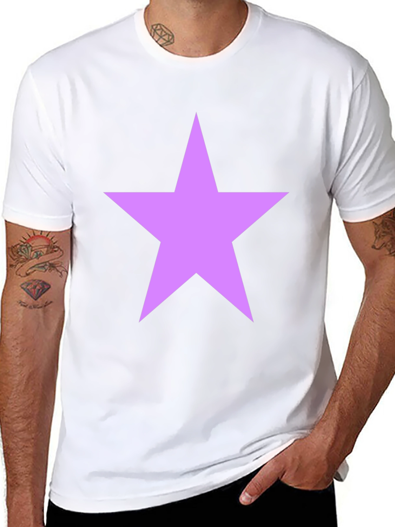 Star Graphic Tee - Black Cotton Blend Shirt