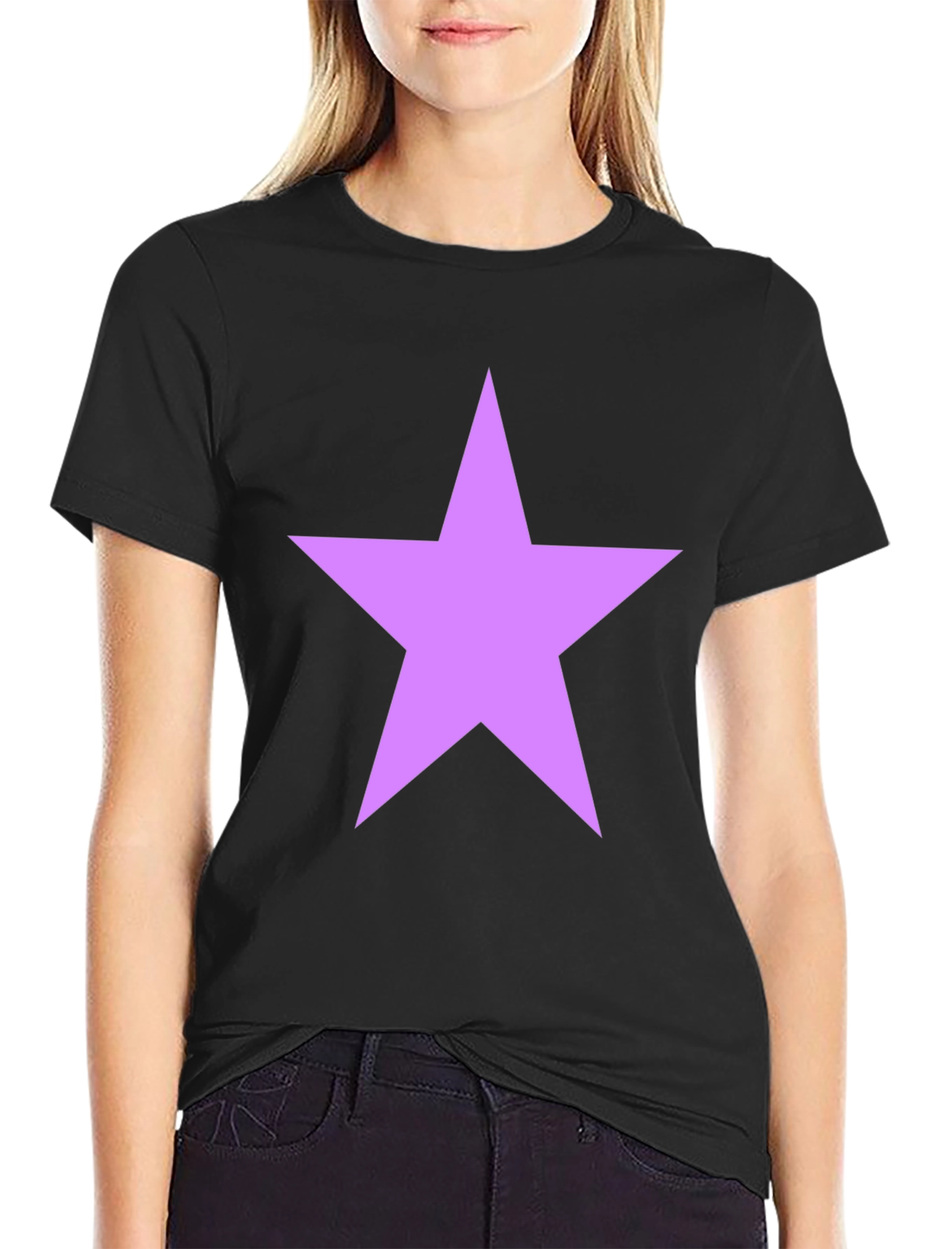 Star Graphic Tee - Black Cotton Blend Shirt