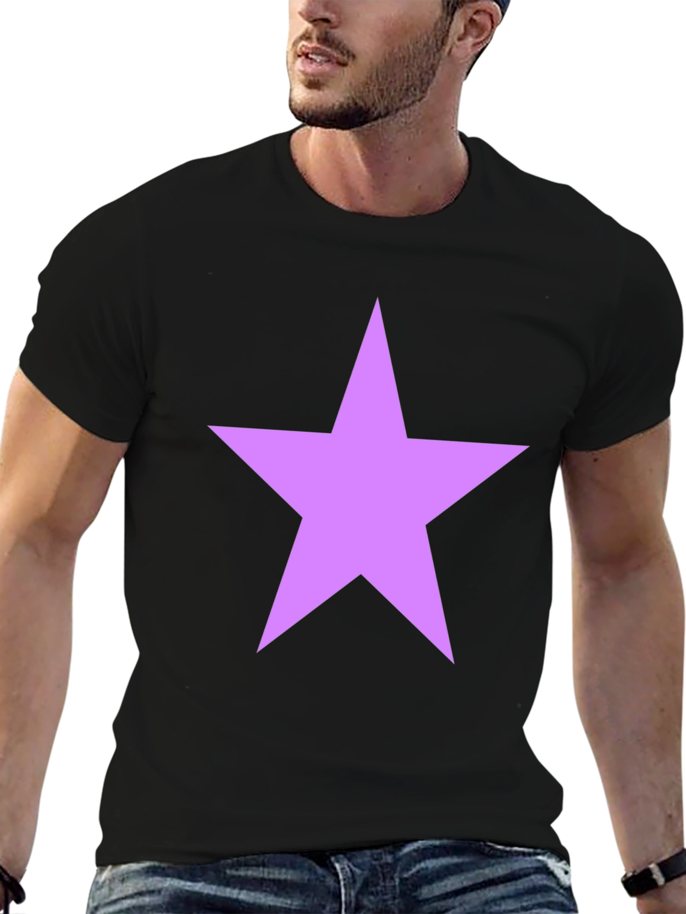 Star Graphic Tee - Black Cotton Blend Shirt