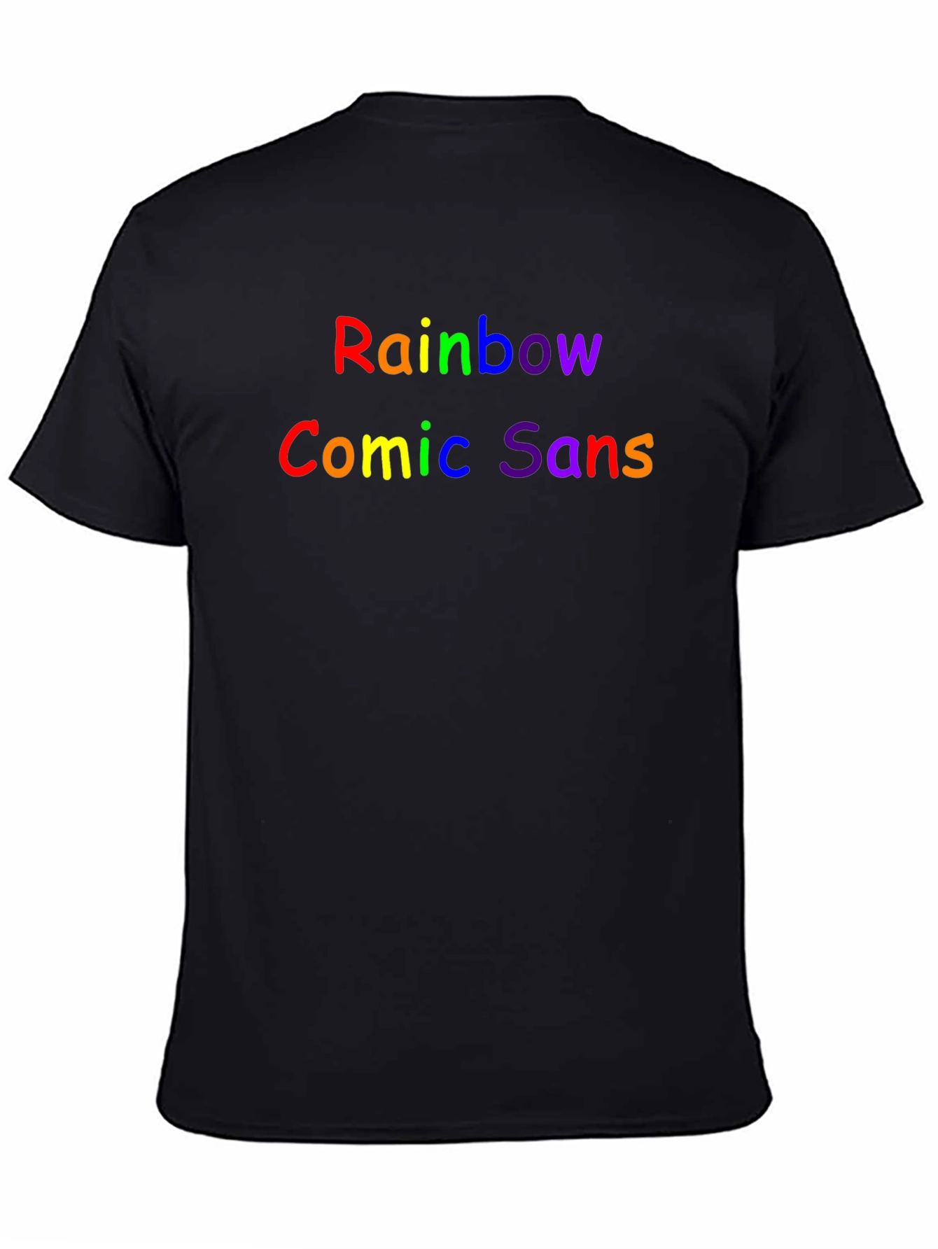 Rainbow Comic Sans Graphic Black T-Shirt