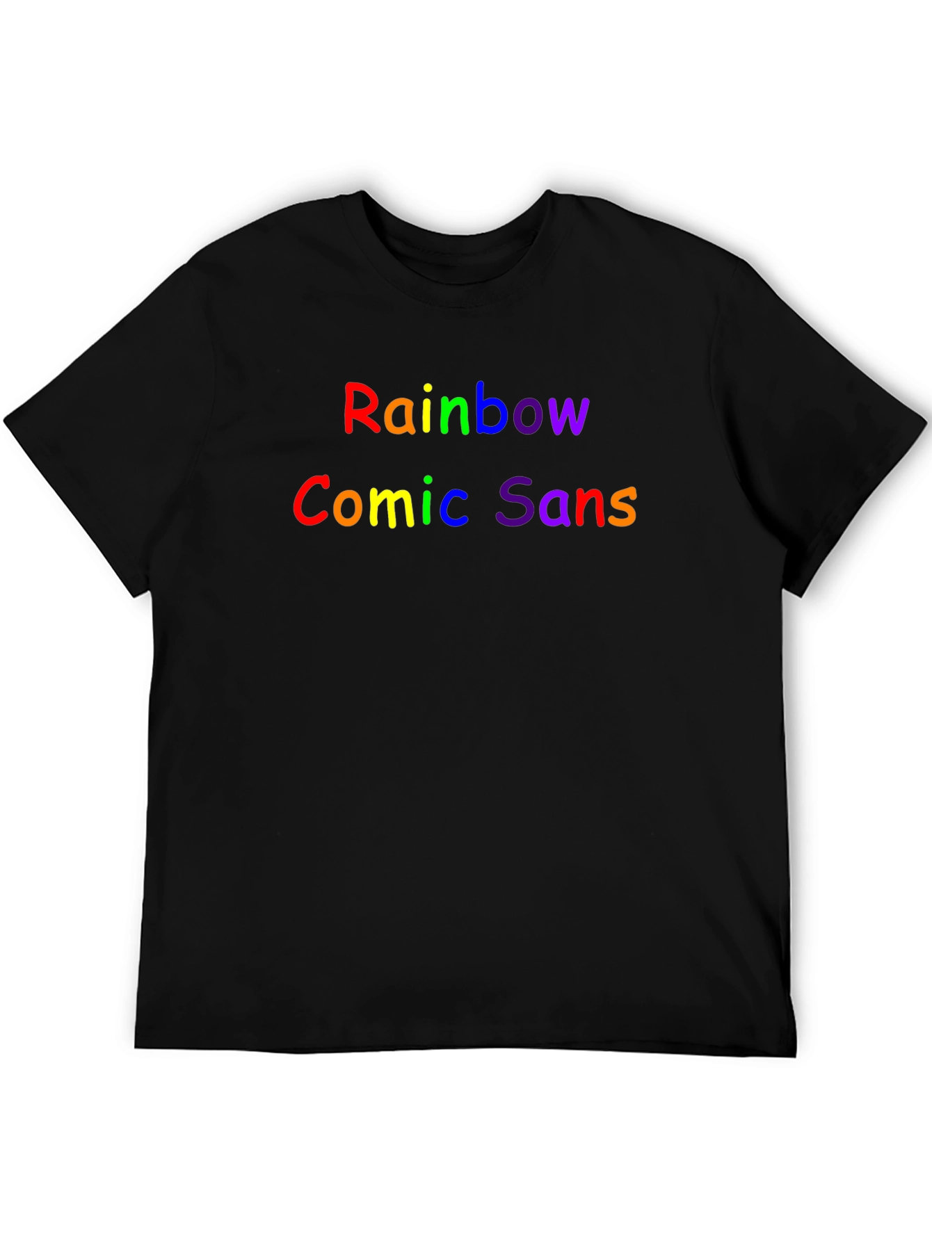 Rainbow Comic Sans Graphic Black T-Shirt