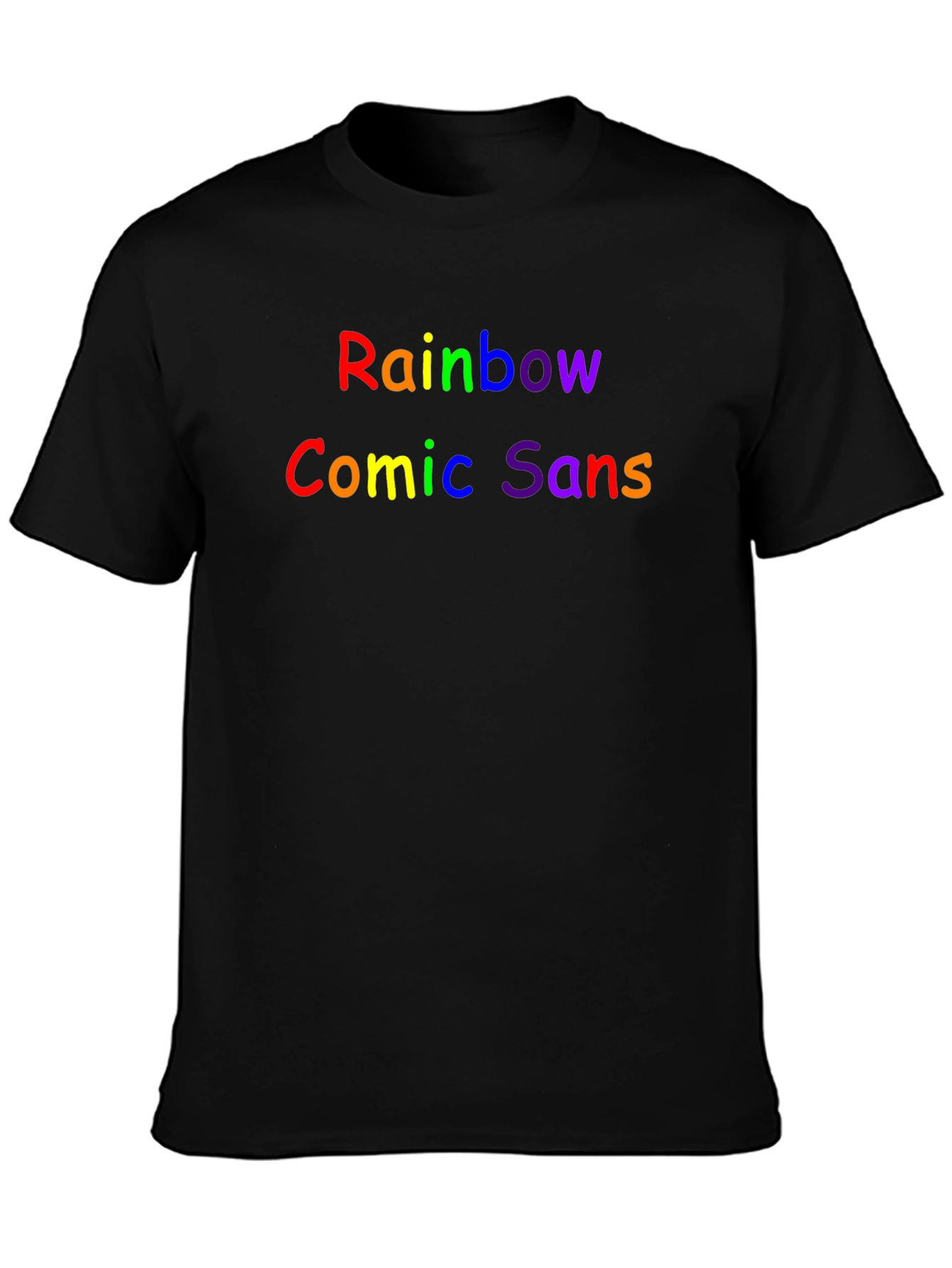 Rainbow Comic Sans Graphic Black T-Shirt