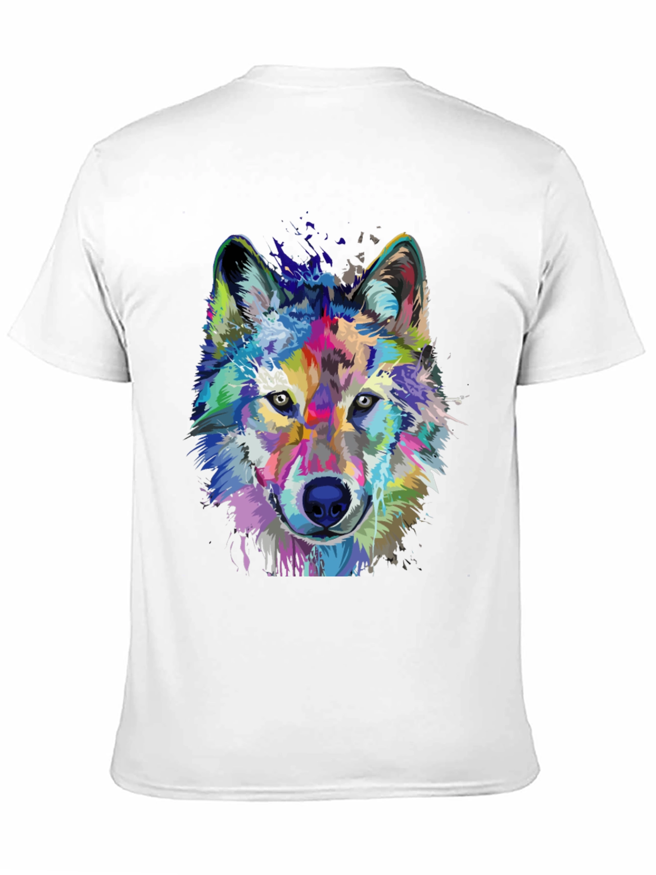 Vibrant Wolf Graphic Print Black T-Shirt