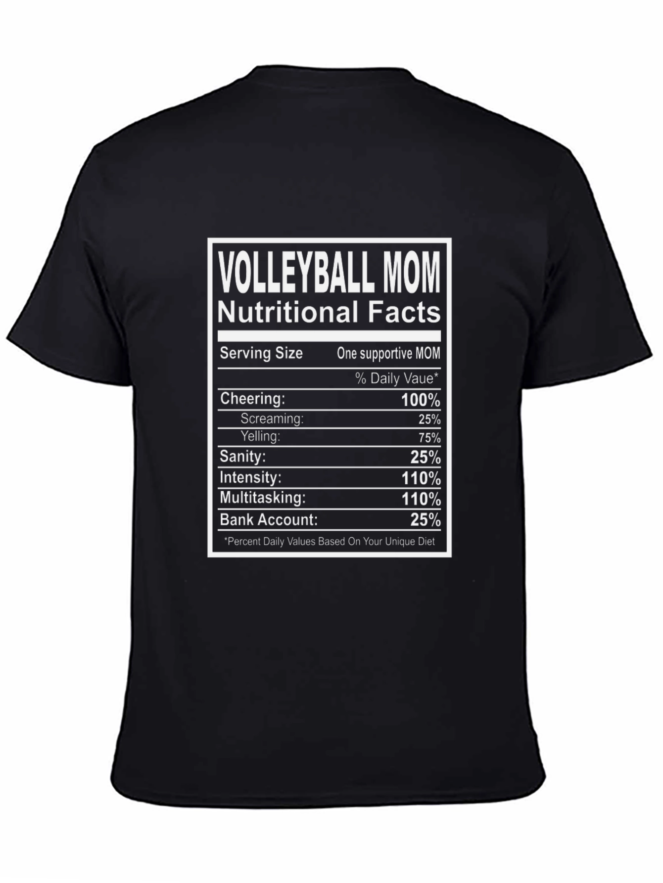 Volleyball Mom Nutritional Facts T-Shirt