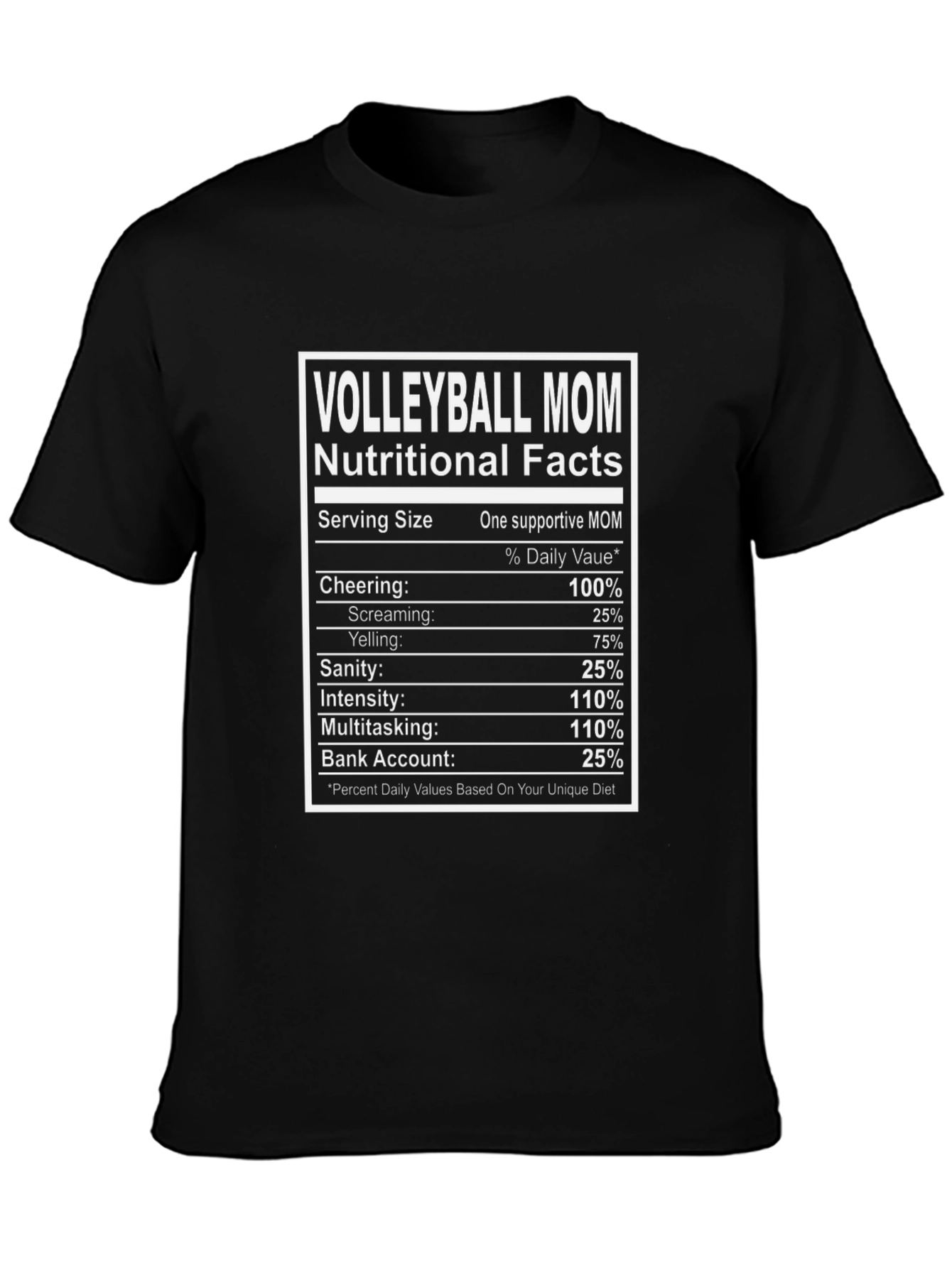 Volleyball Mom Nutritional Facts T-Shirt