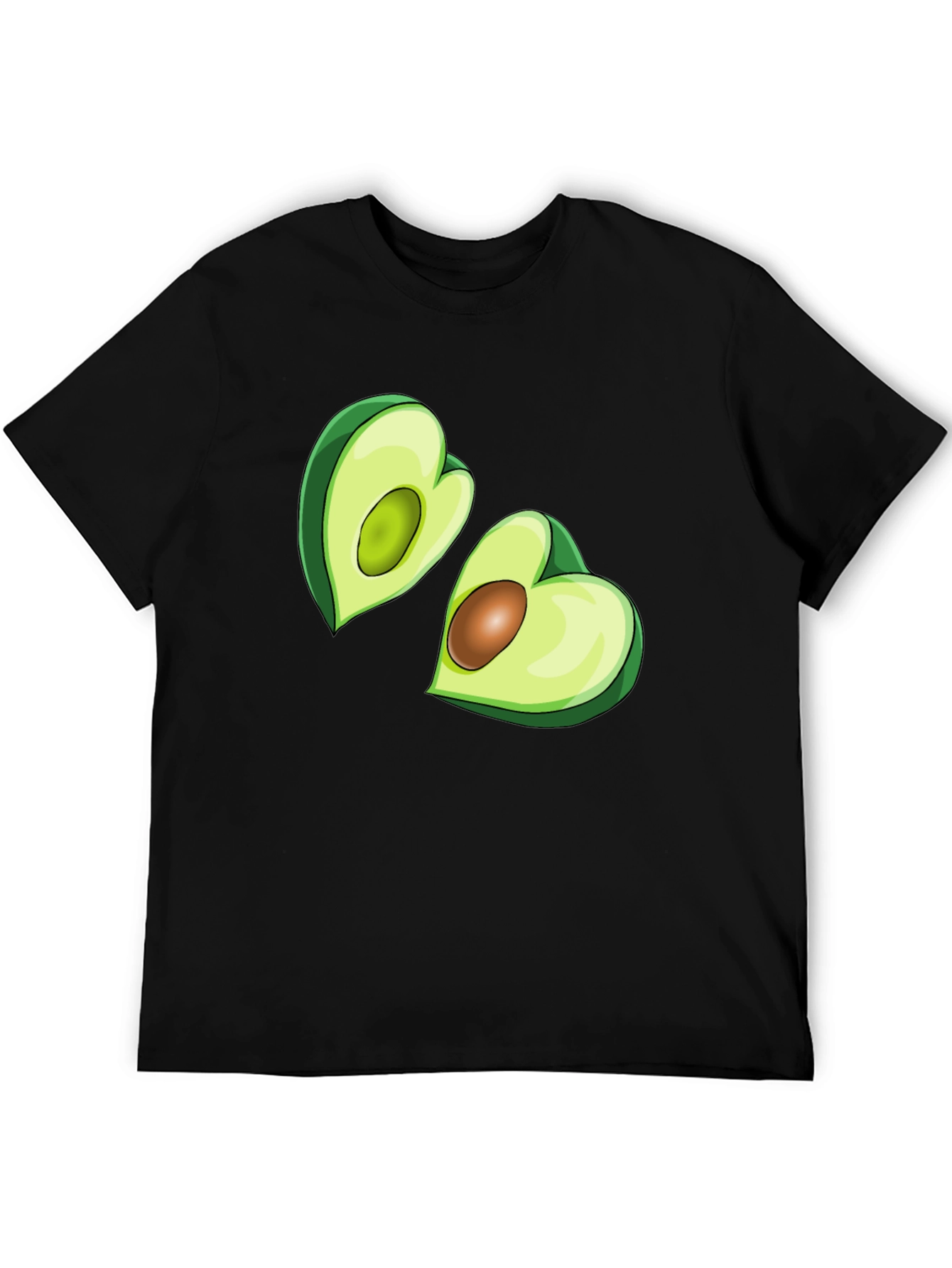 Avocado Heart Graphic Tee - Black Casual T-Shirt